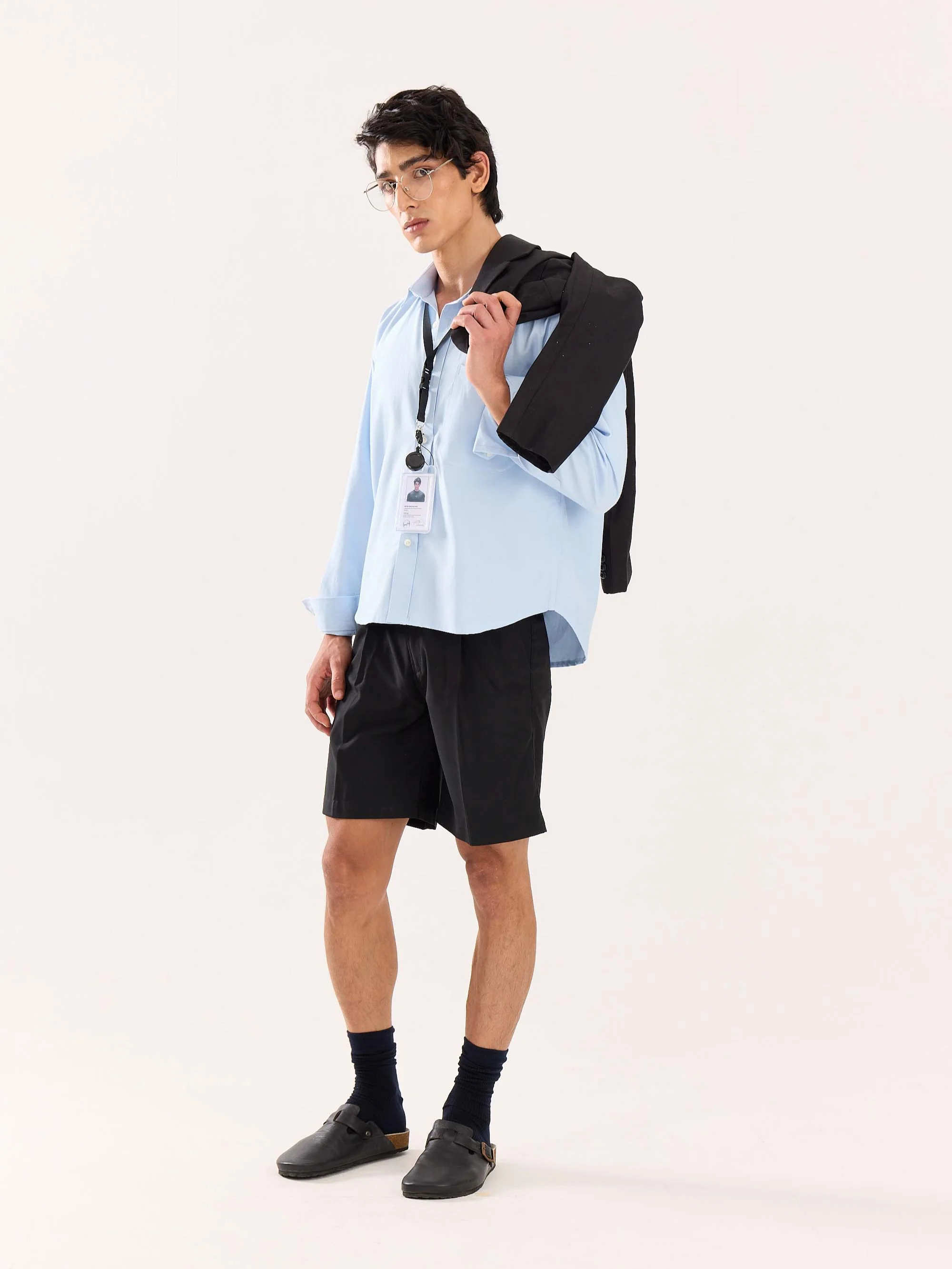 Sky Blue Oversized Cropped Shirt - Image 6