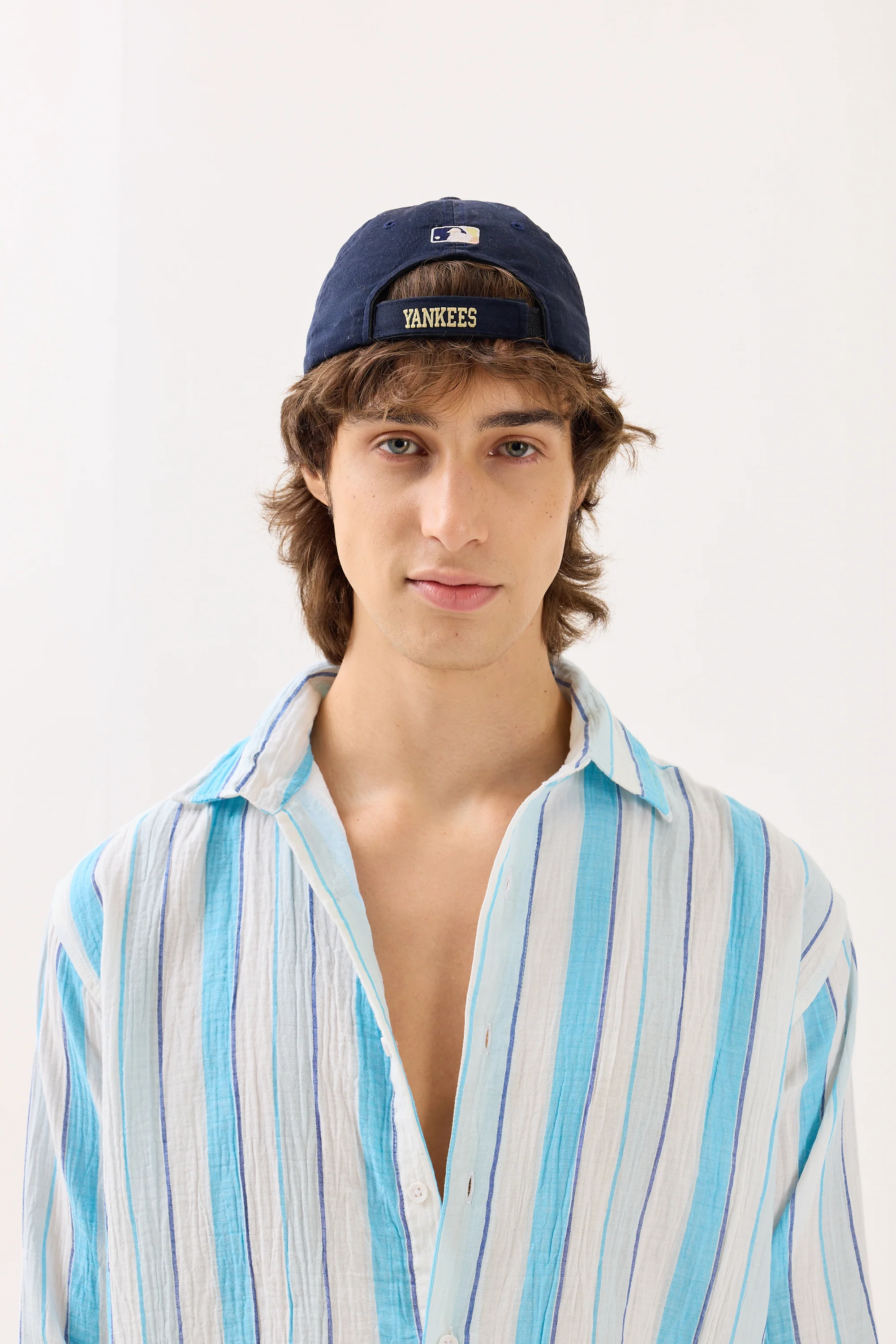 Sky Blue Striped Gauze Holiday Shirt - Image 4