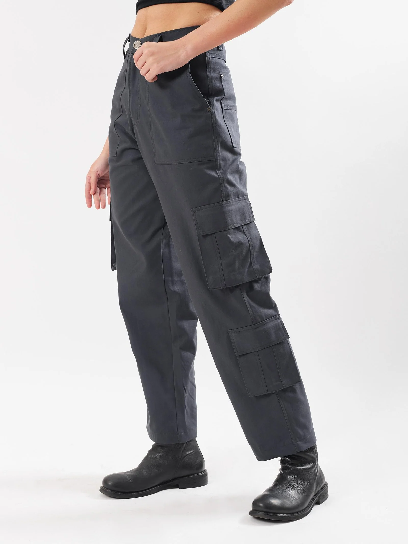 Slate Grey Cargo Trousers - Image 5