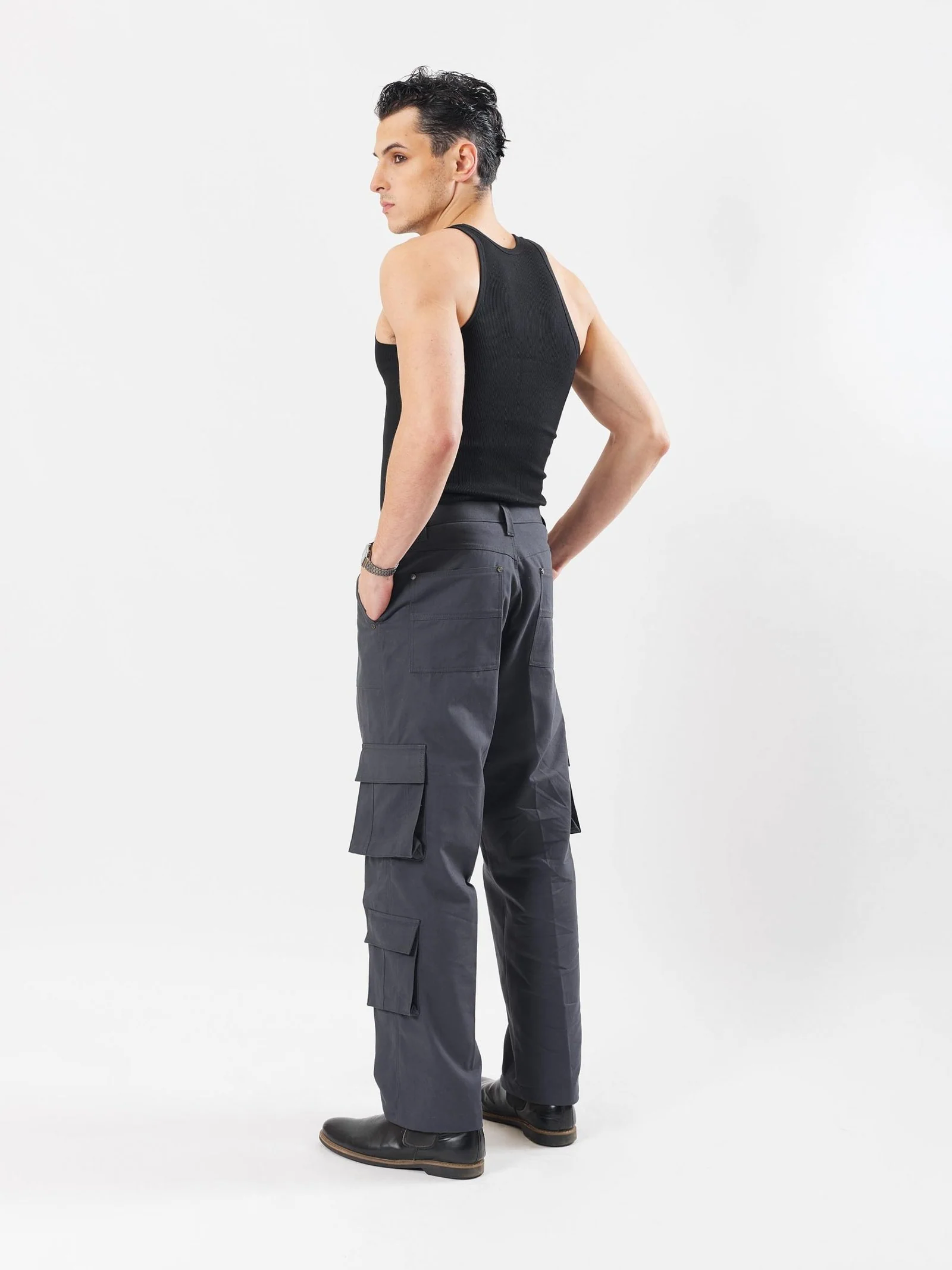 Slate Grey Cargo Trousers - Image 7