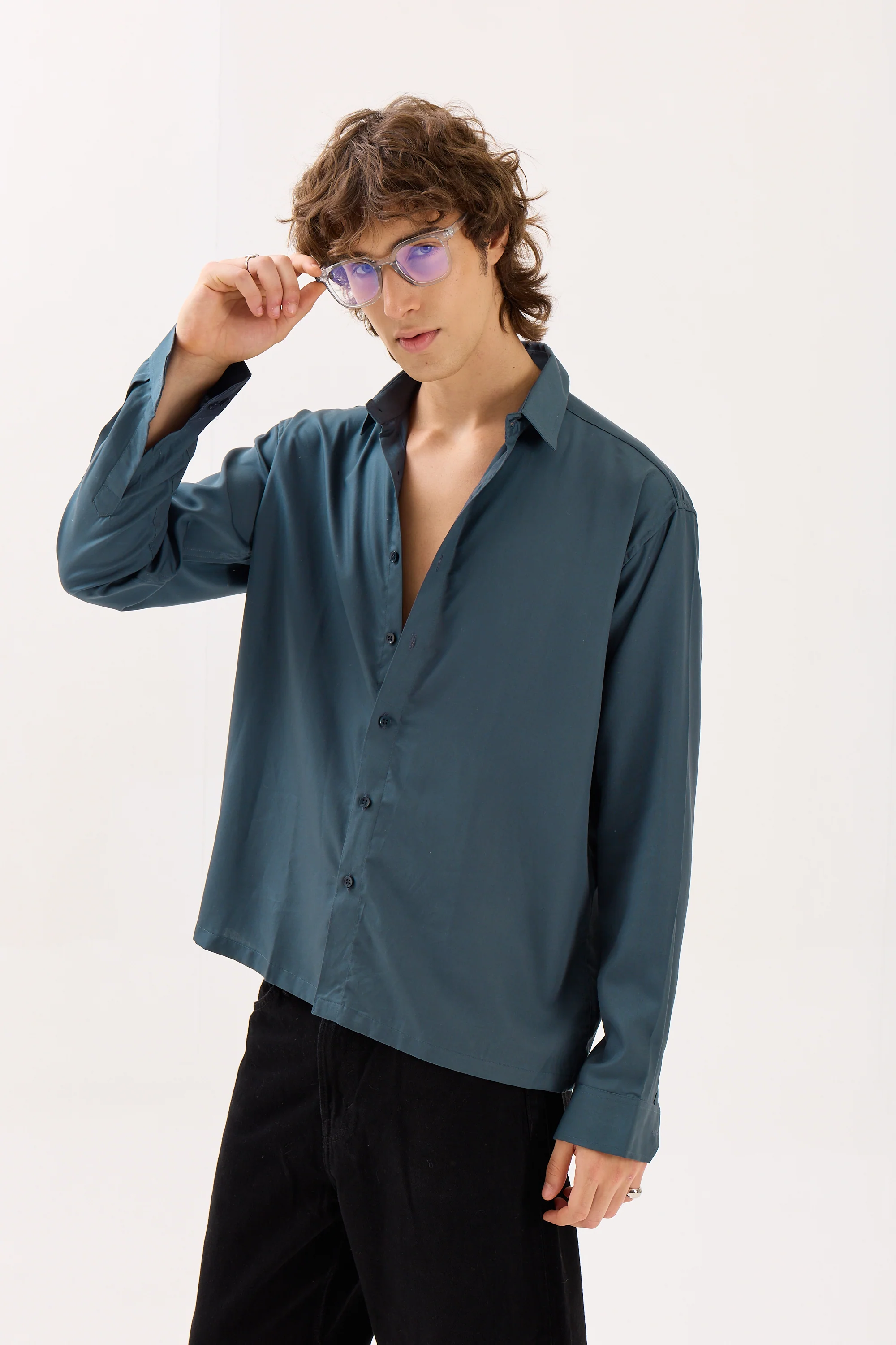 Slate Grey Drape Shirt - Image 5