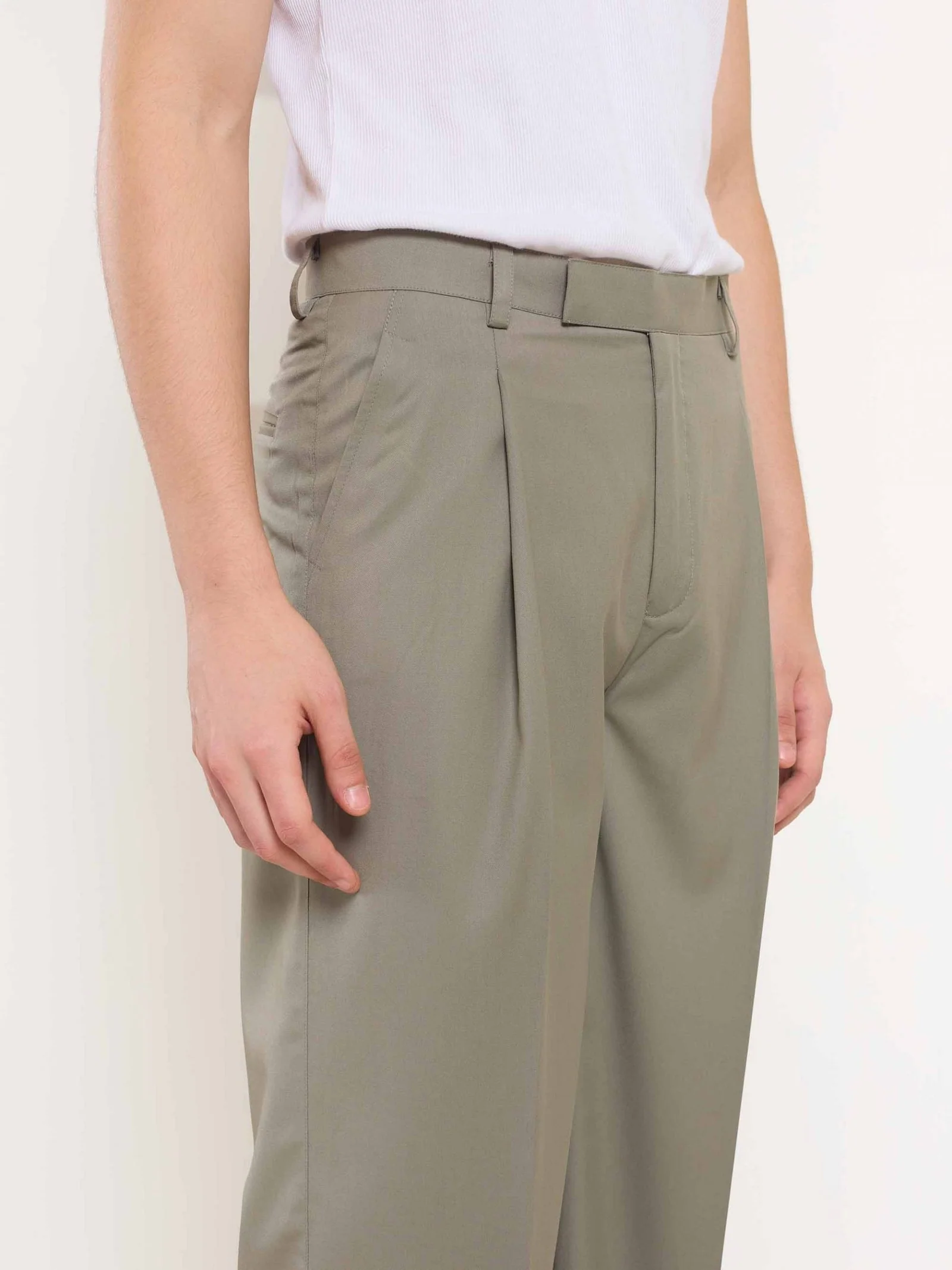 Stone Grey Baggy Fit Trousers - Image 3