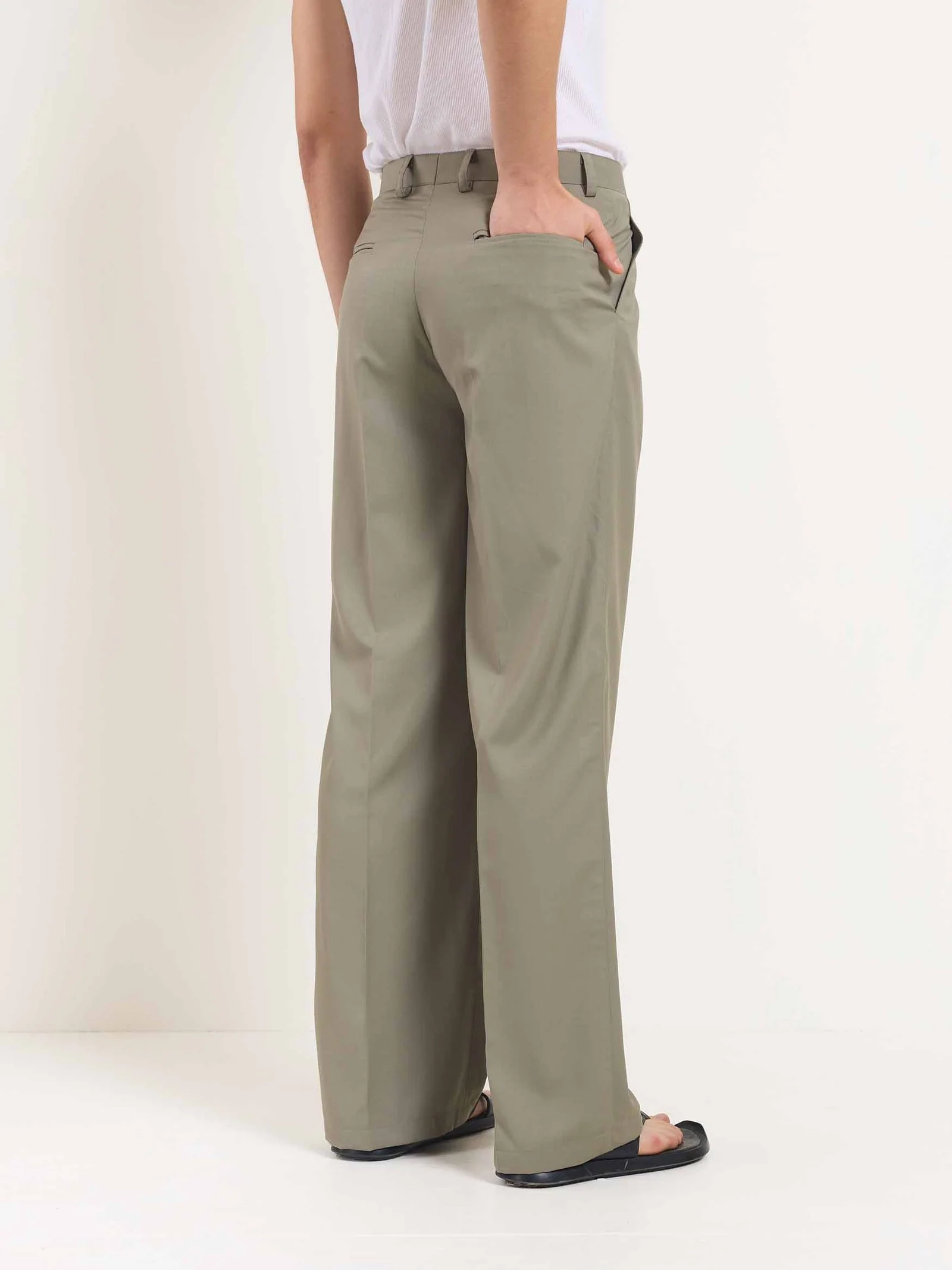 Stone Grey Baggy Fit Trousers - Image 5