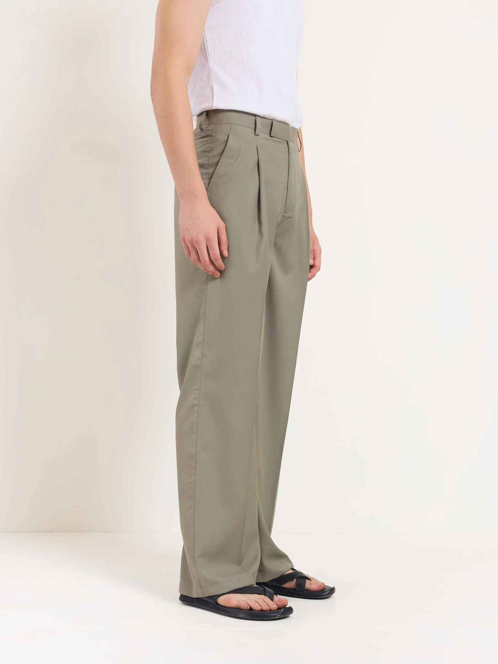 Stone Grey Baggy Fit Trousers - Image 6