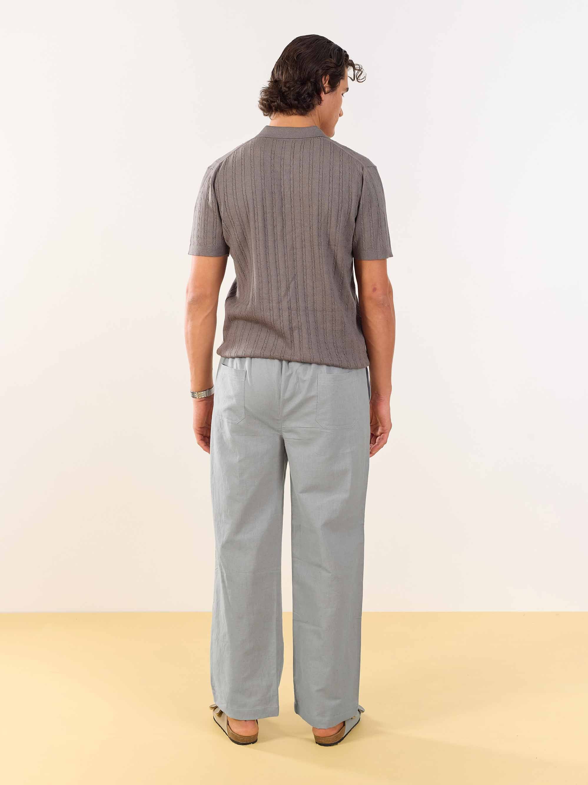 Stone Grey Linen Pull-on Pants - Image 6