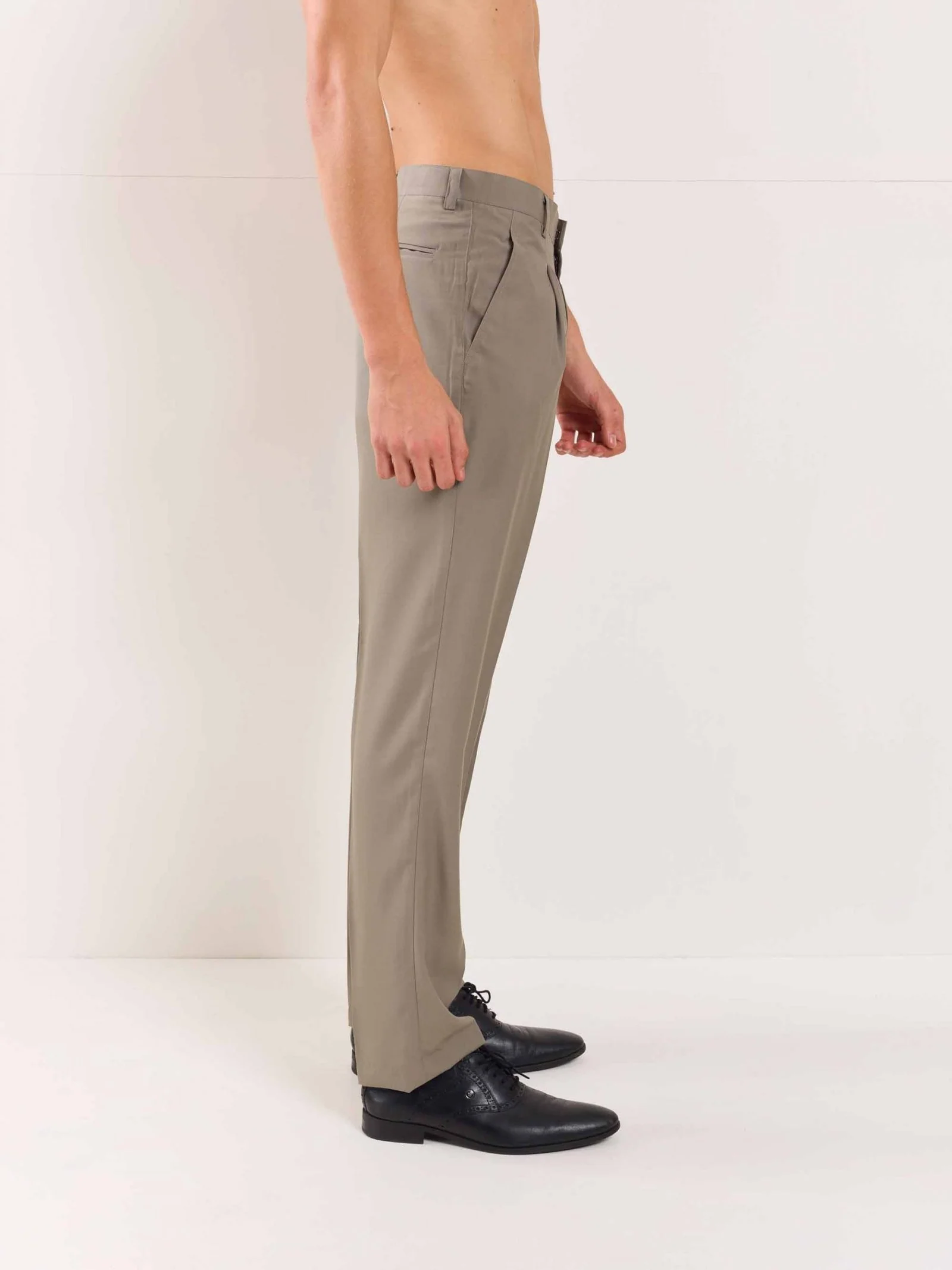 Stone Grey Straight Fit Trousers - Image 5