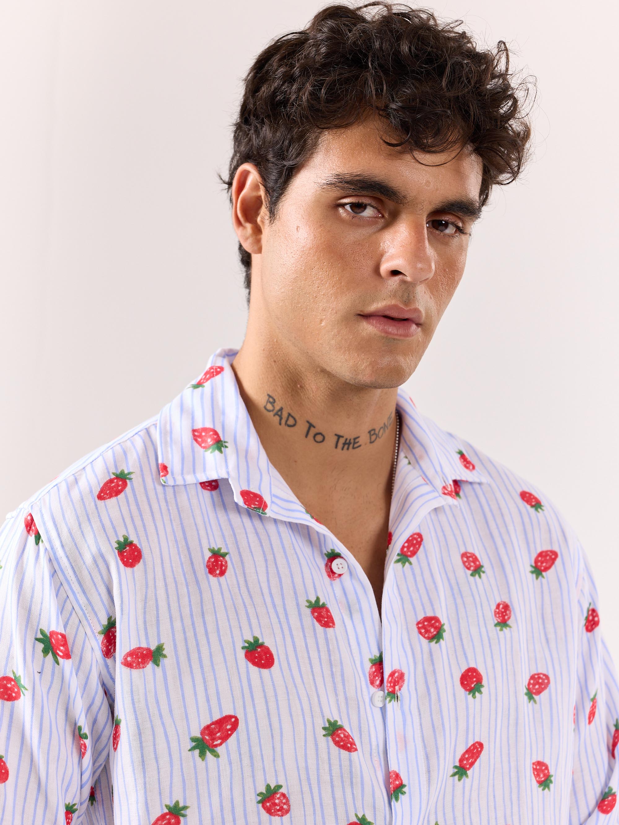 Strawberry Striped Gauze Holiday Shirt (Pre-Order) - Image 4