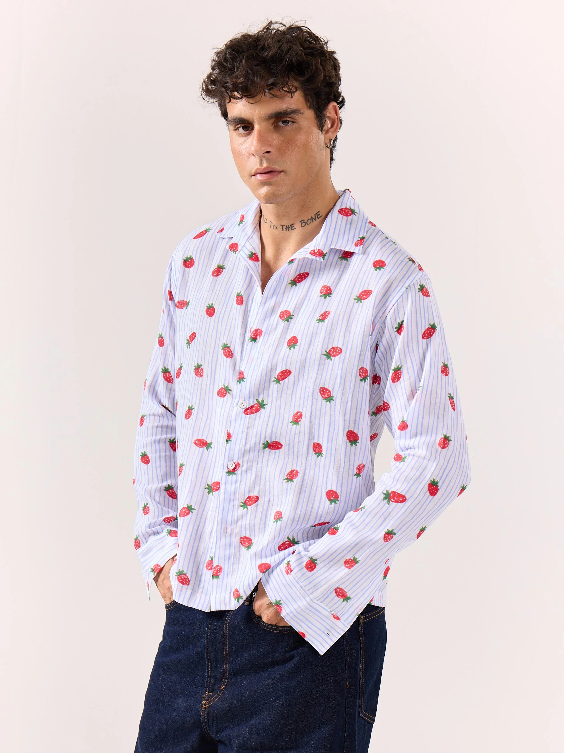 Strawberry Striped Gauze Holiday Shirt (Pre-Order) - Image 6