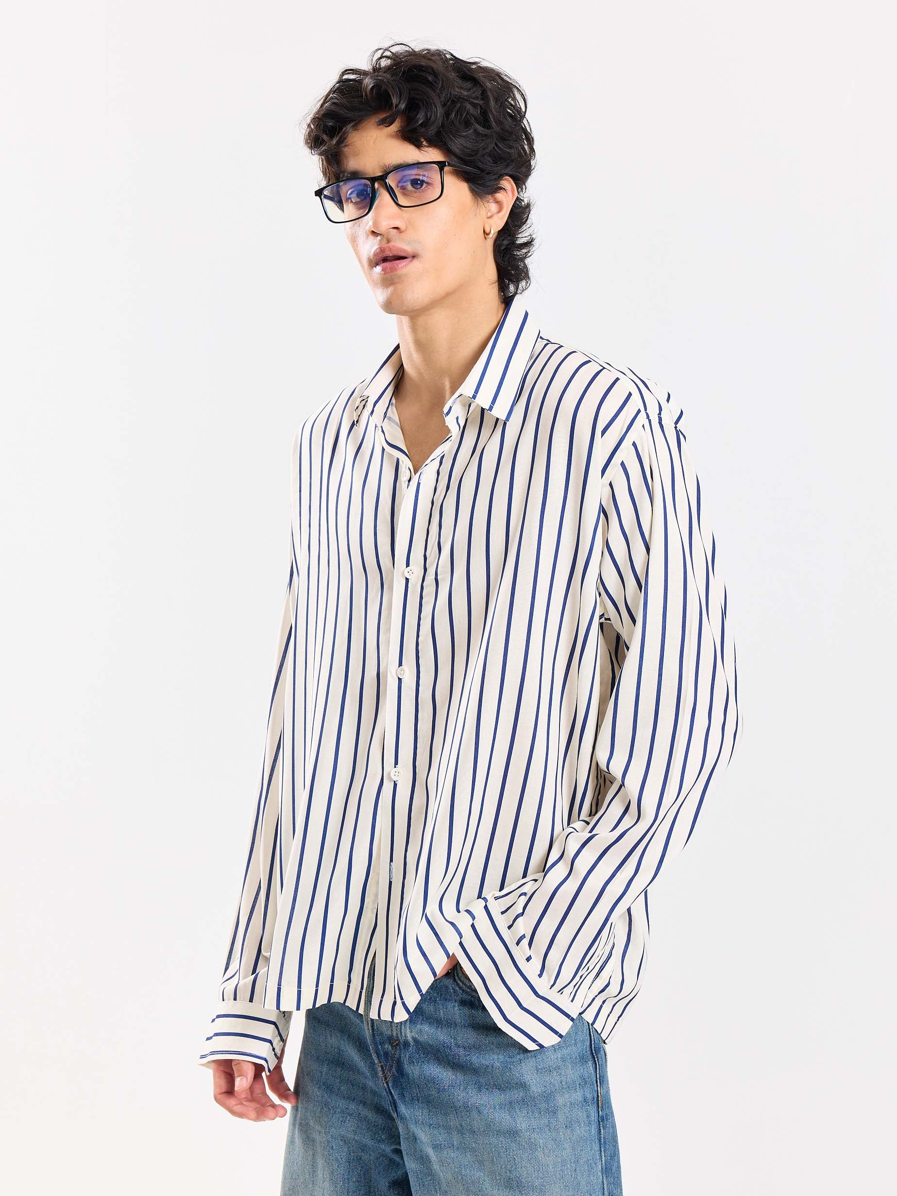 Striped Drape Shirt - Image 5