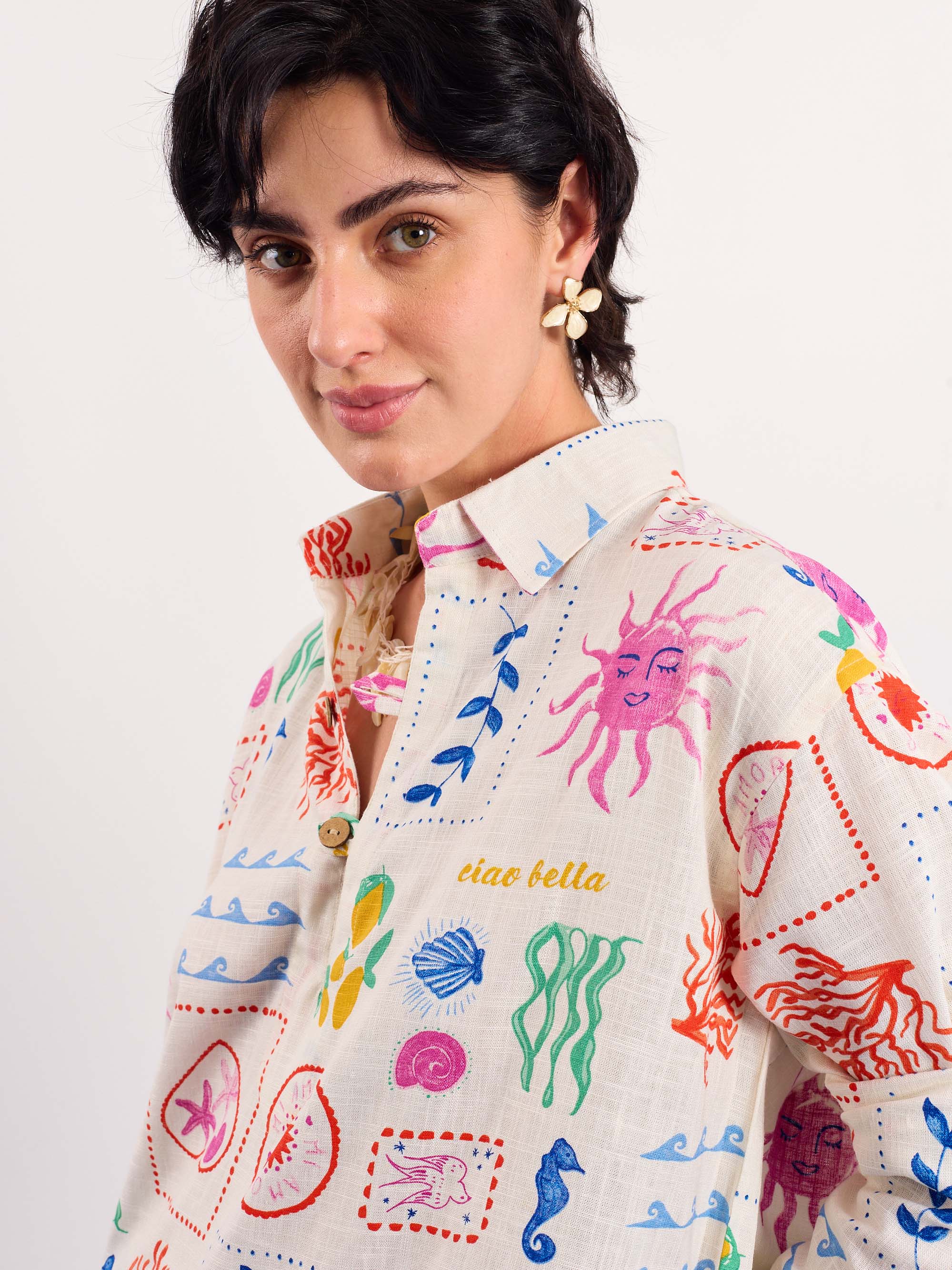 Sun & the Sea Printed Linen Pullover - Image 5