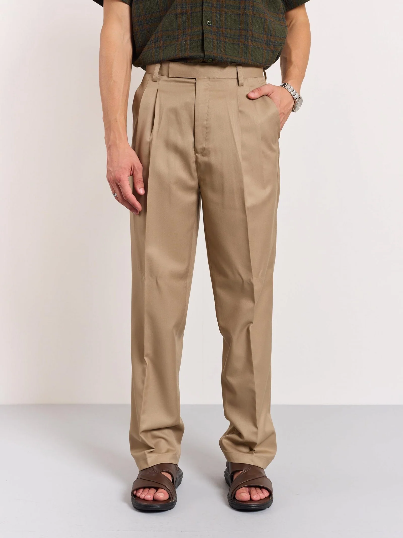 Khaki Tailored Trousers - Image 3