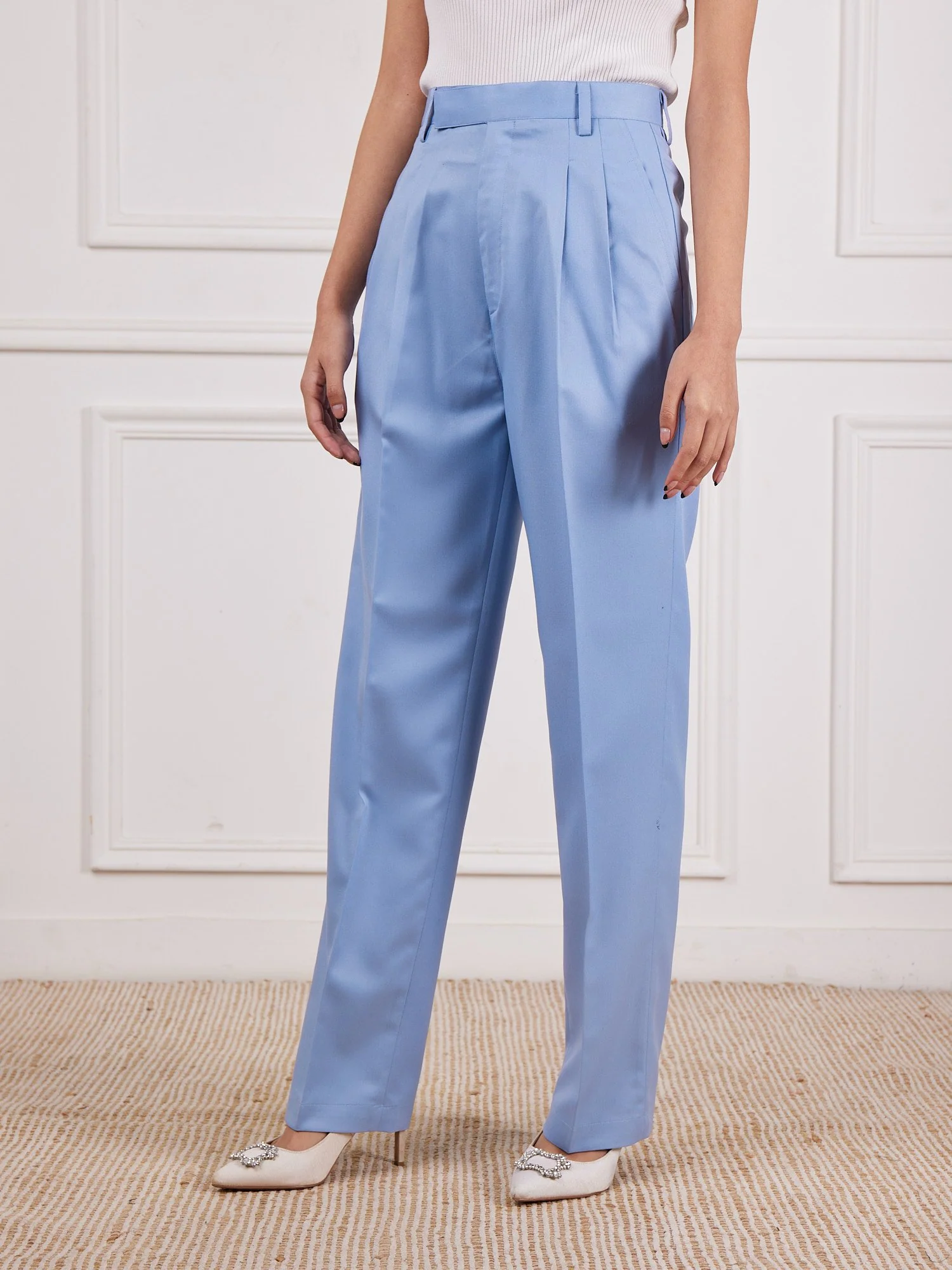 Powder Blue Tailored Trousers - Image 4