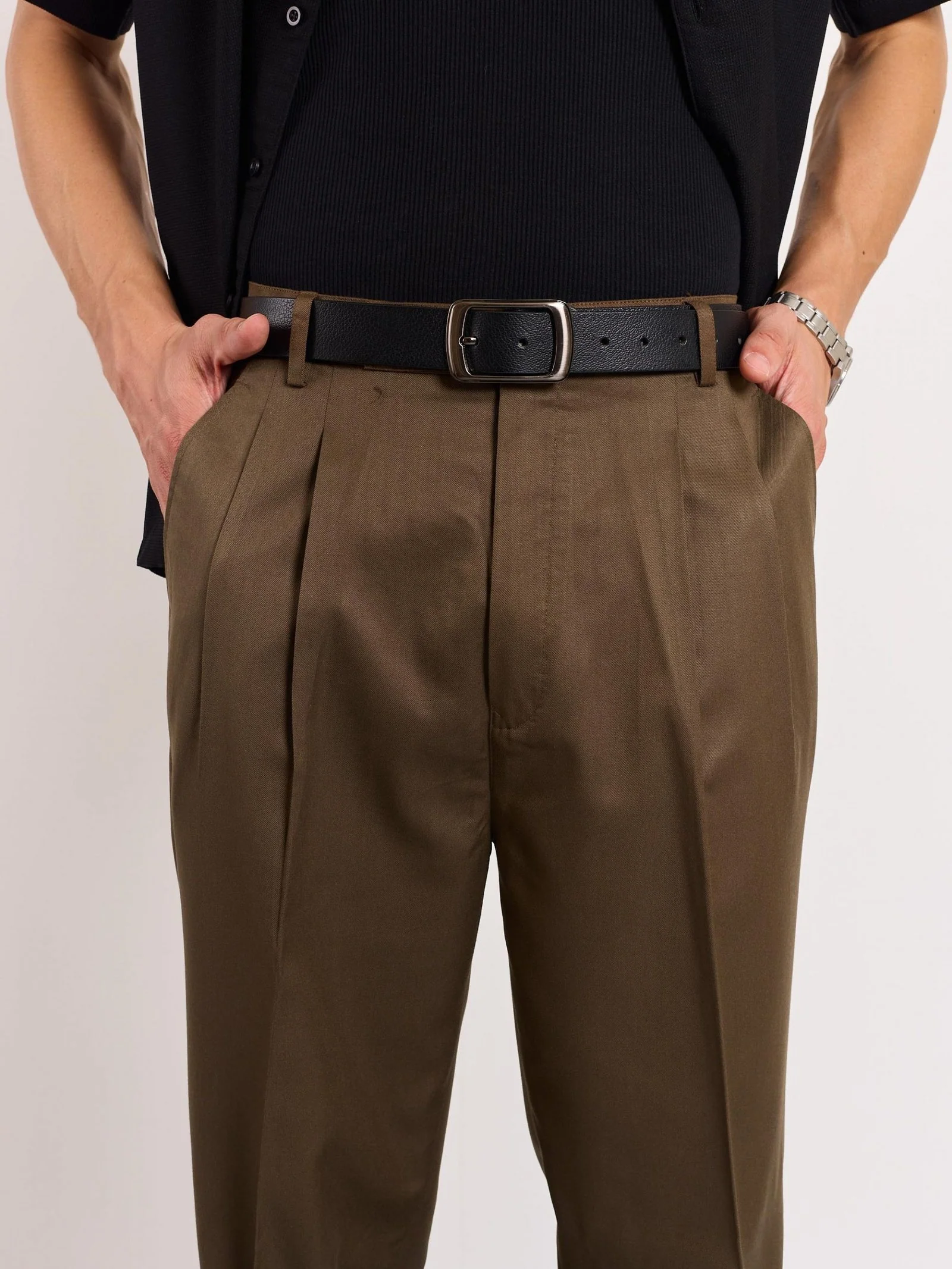 Dark Brown Tailored Trousers - Image 6