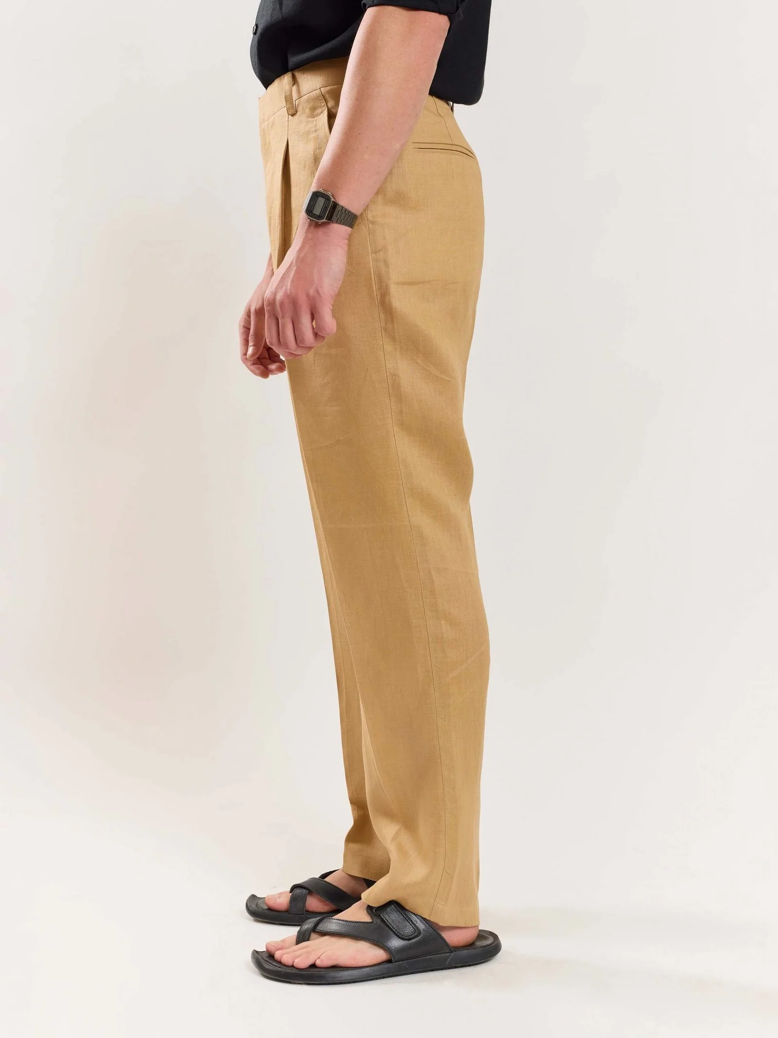 Tan Brown Linen Trousers - Image 4