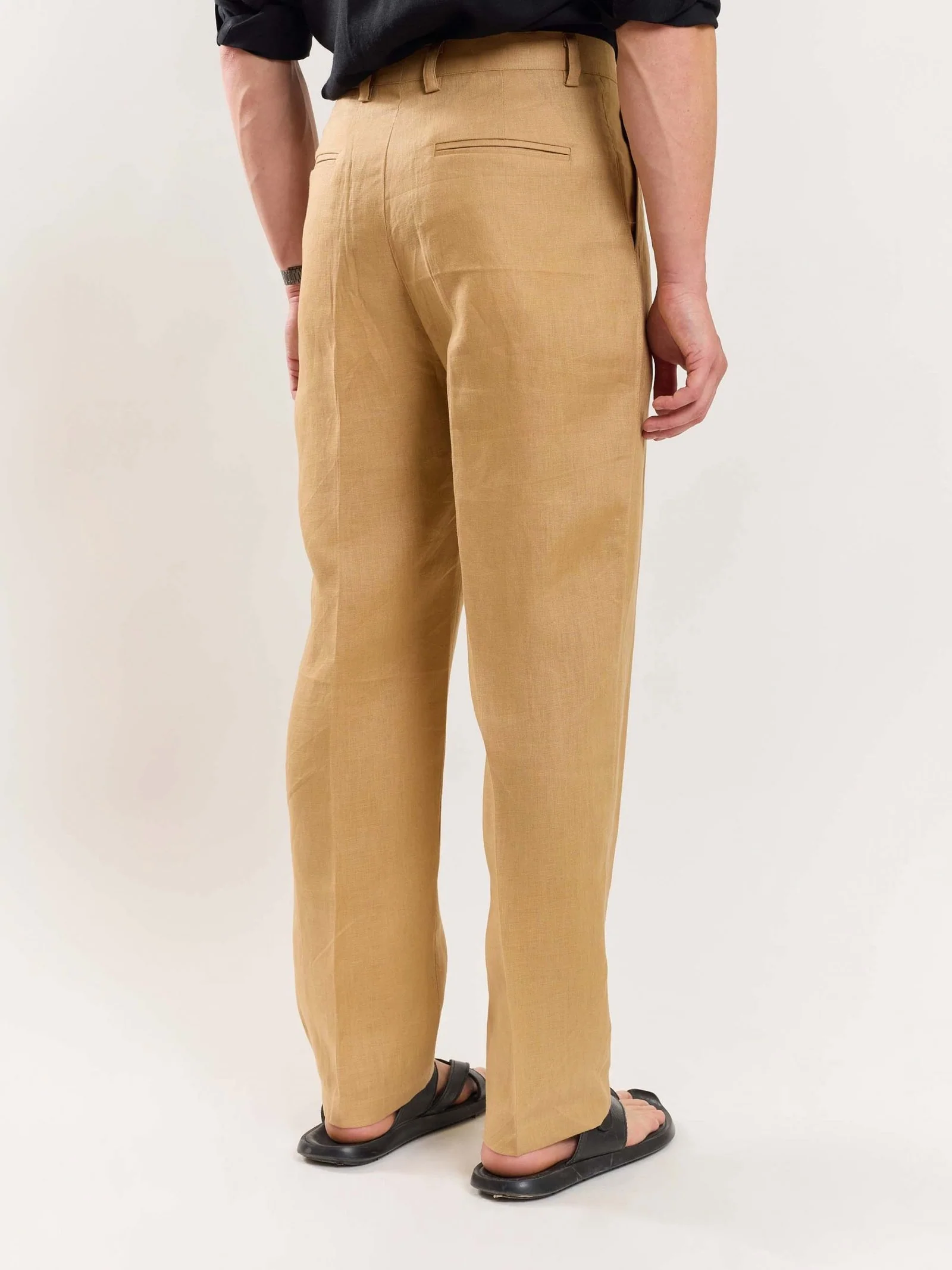 Tan Brown Linen Trousers - Image 5