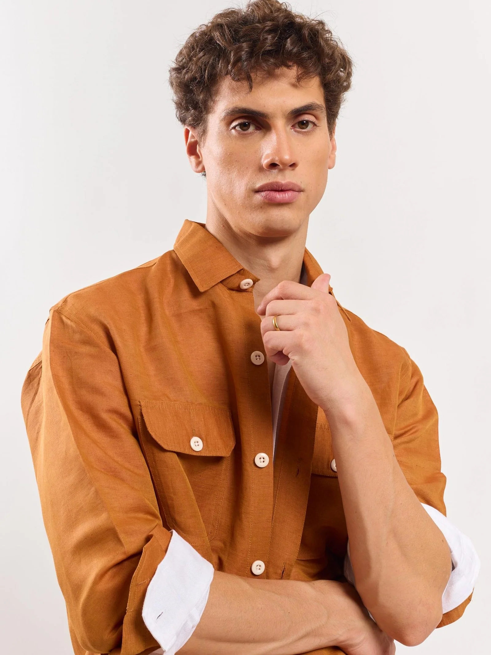 Tan Linen Overshirt - Image 3