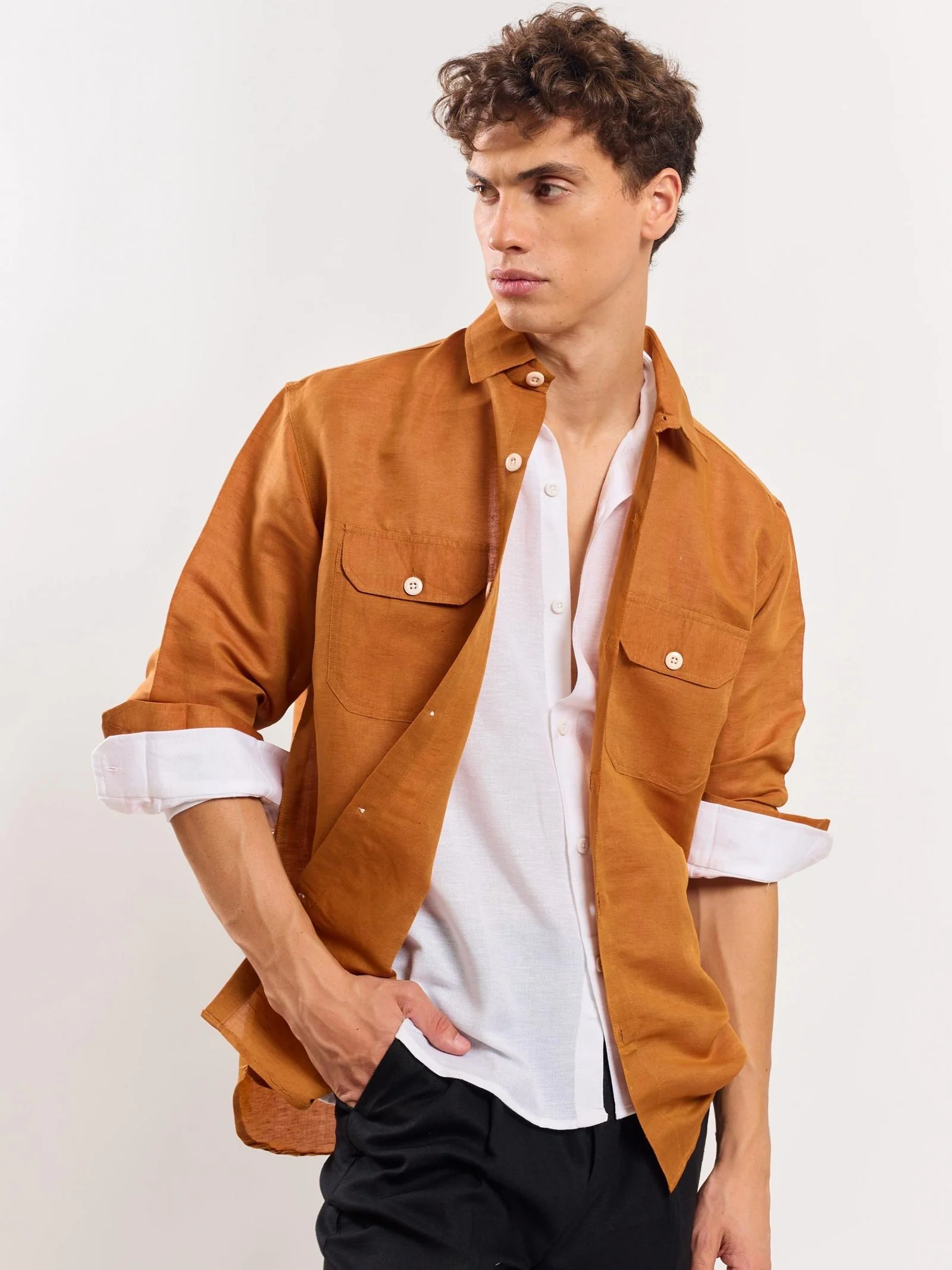 Tan Linen Overshirt - Image 4