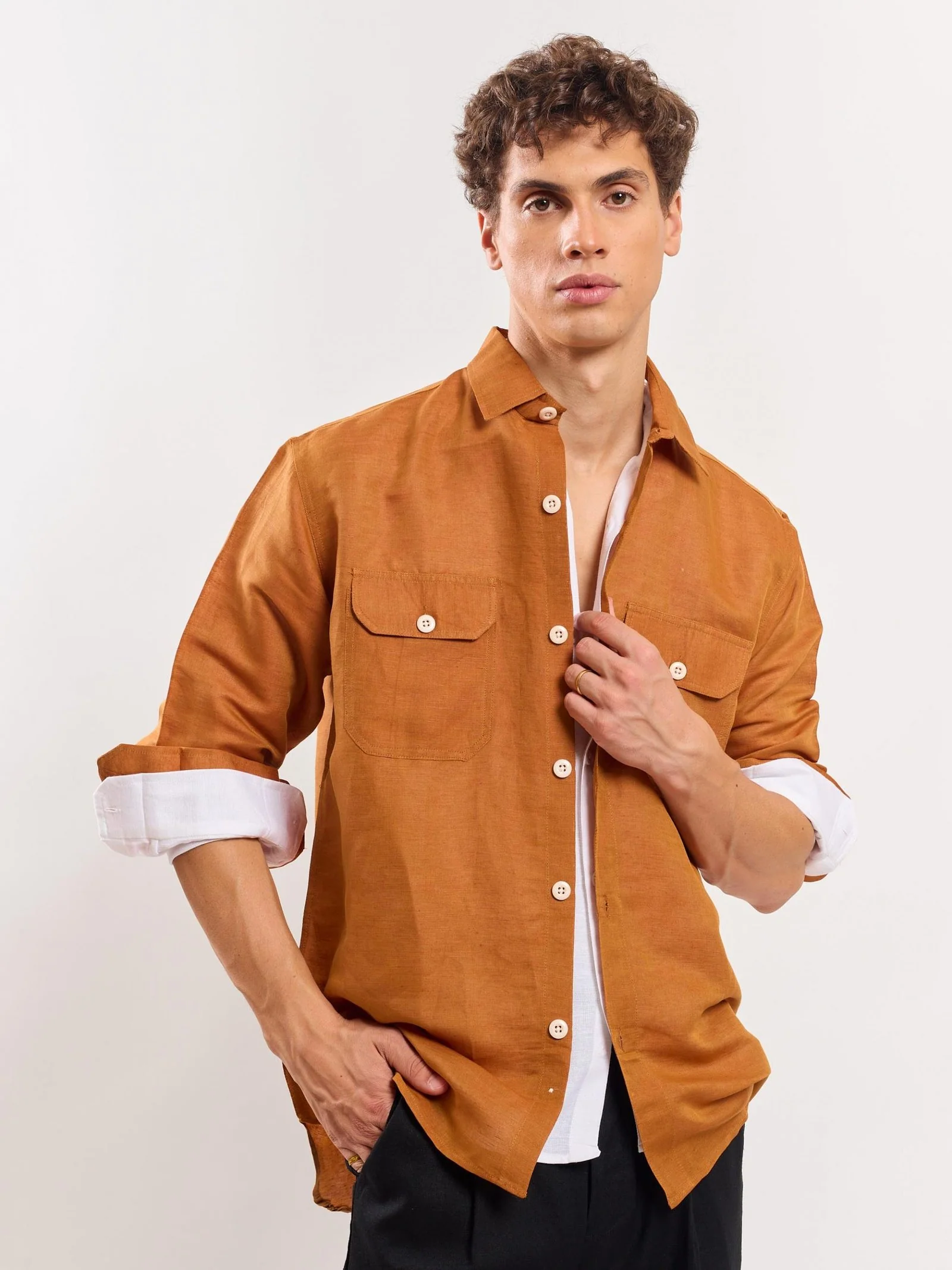 Tan Linen Overshirt - Image 5
