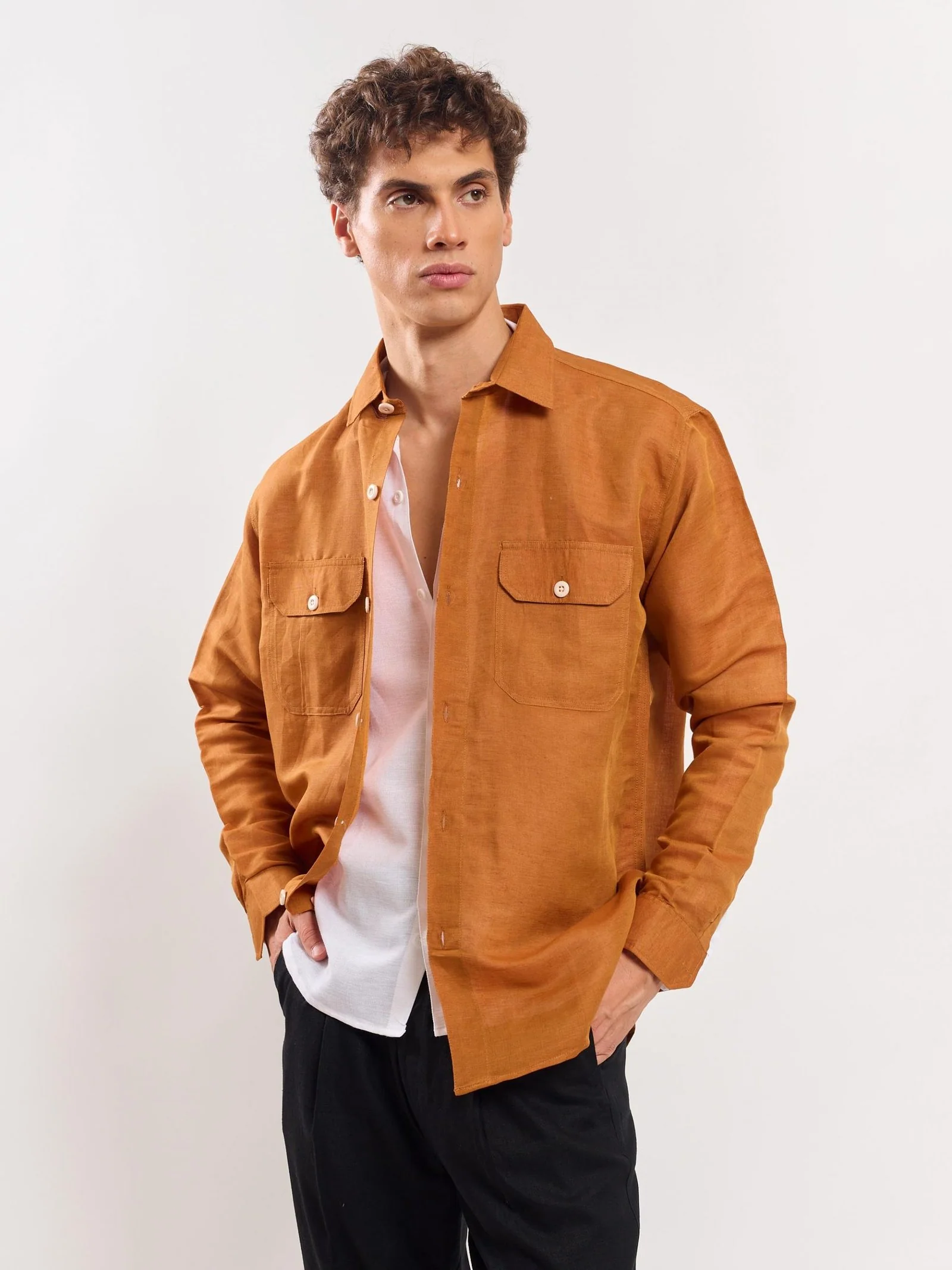 Tan Linen Overshirt - Image 6