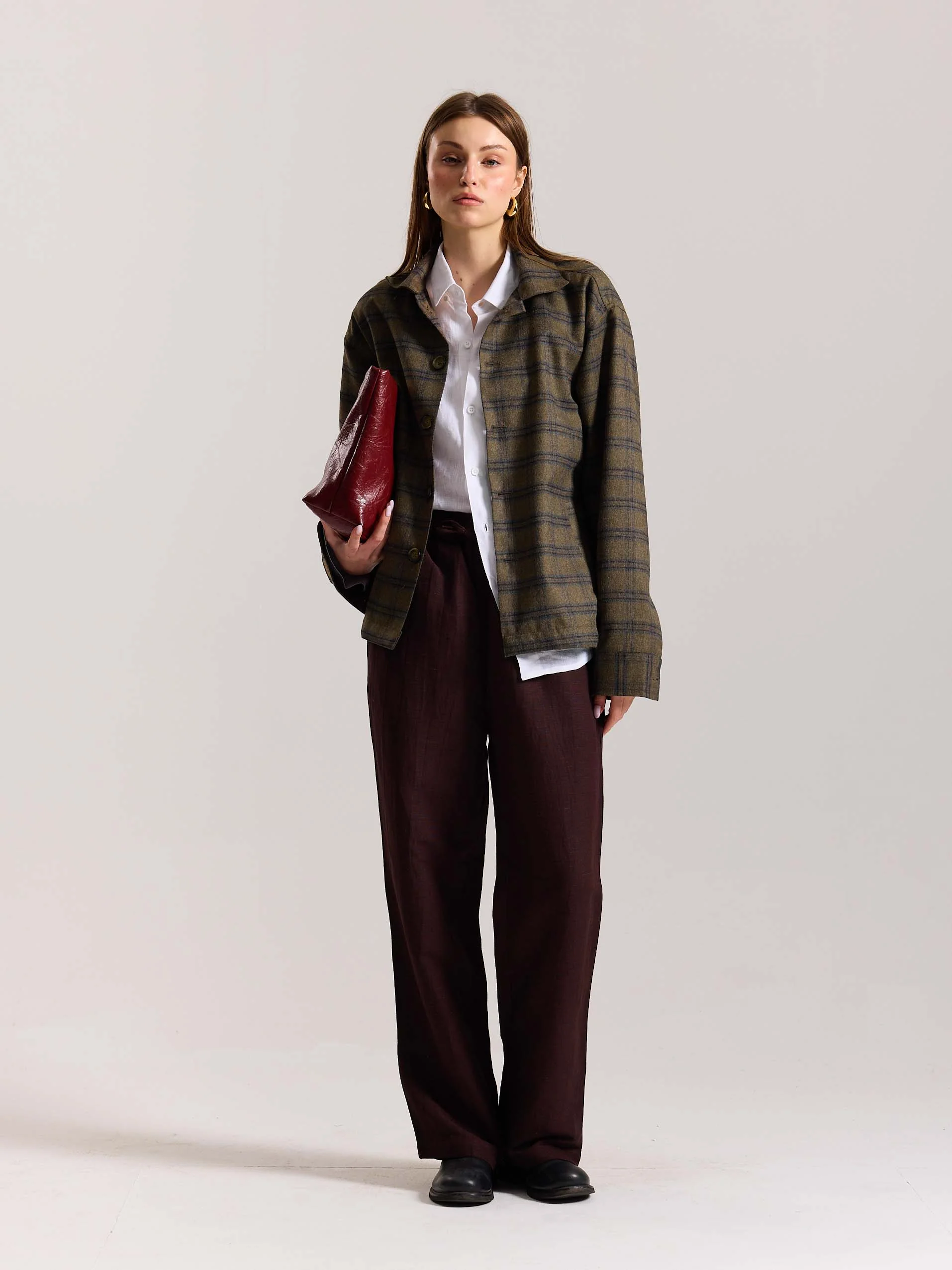 Taupe Checkered Tweed Shacket ( Pre-Order ) - Image 2