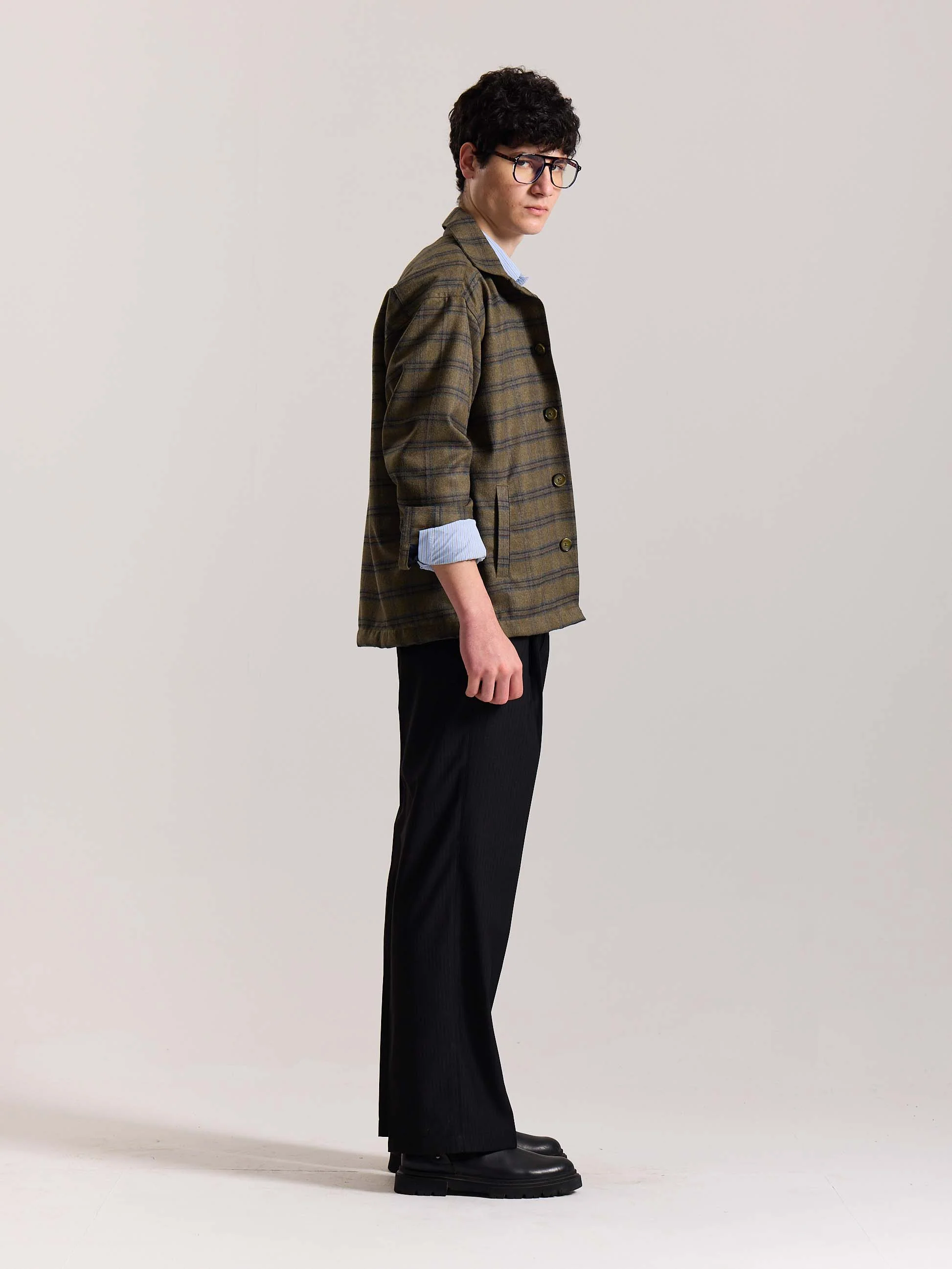 Taupe Checkered Tweed Shacket ( Pre-Order ) - Image 5