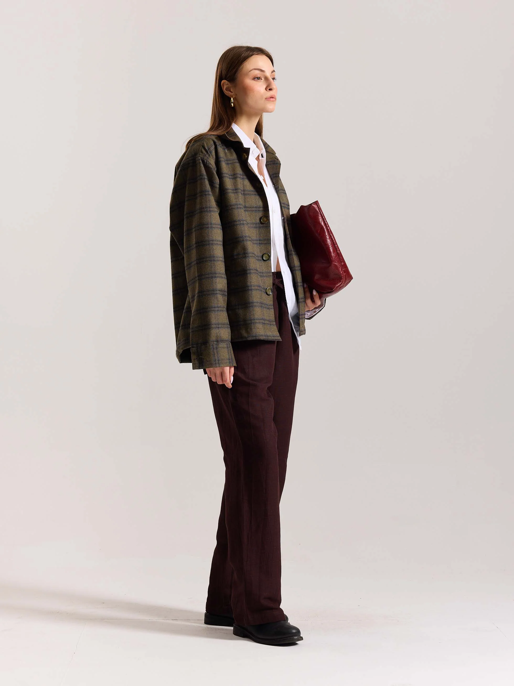 Taupe Checkered Tweed Shacket ( Pre-Order ) - Image 7