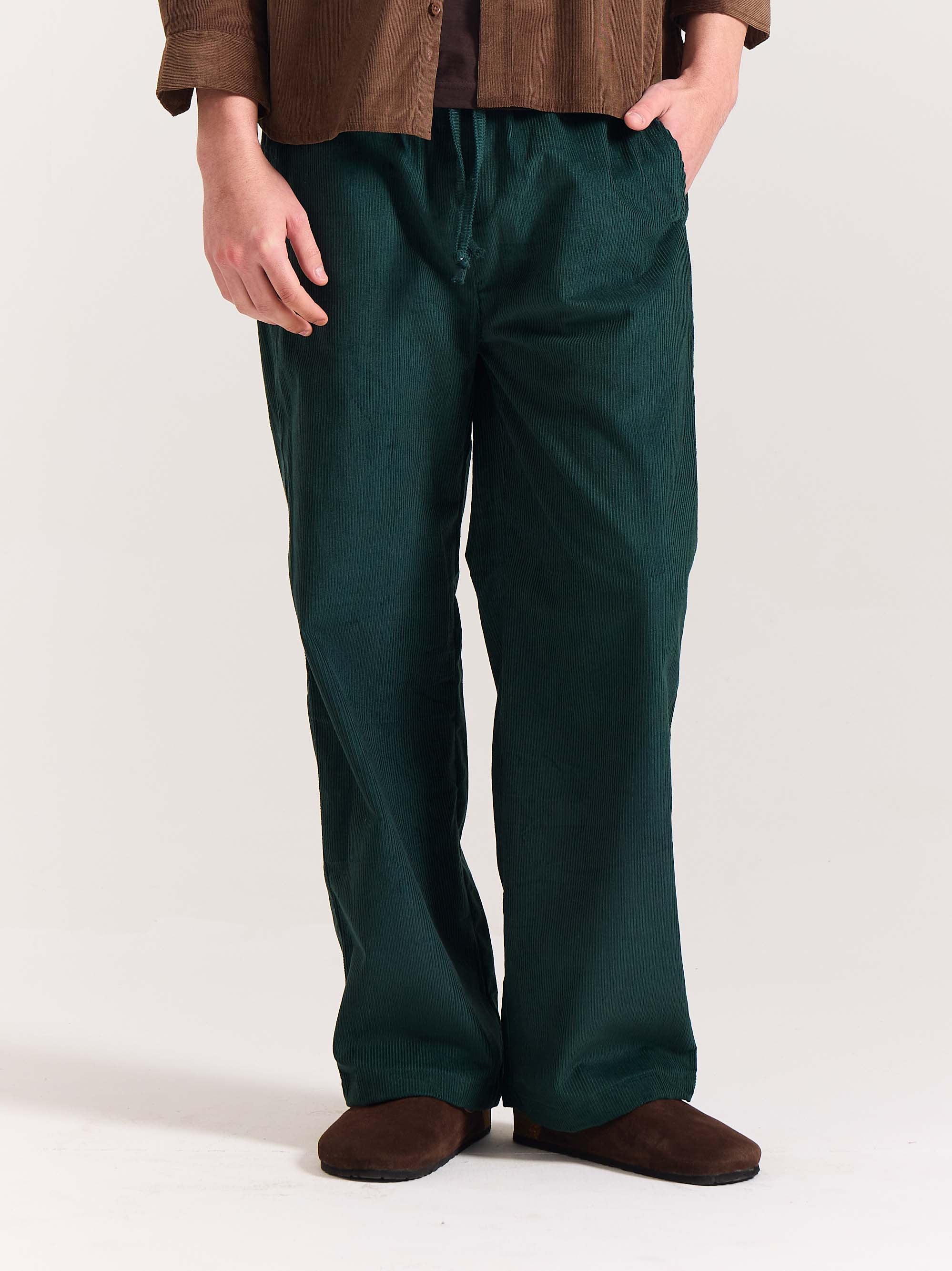 Teal Green Corduroy Pull-on Pants - Image 3