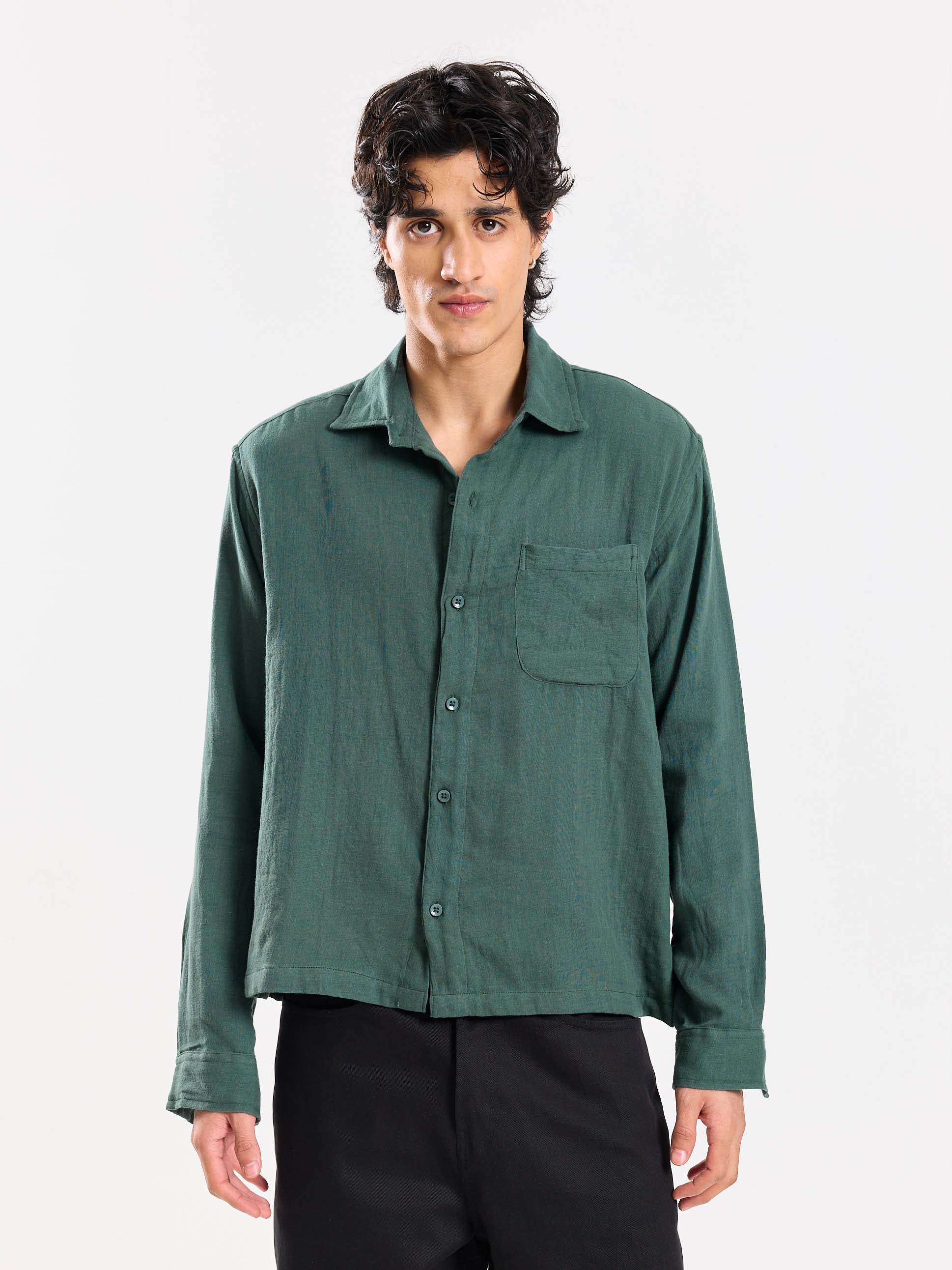 Teal Green Gauze Holiday Shirt - Image 2