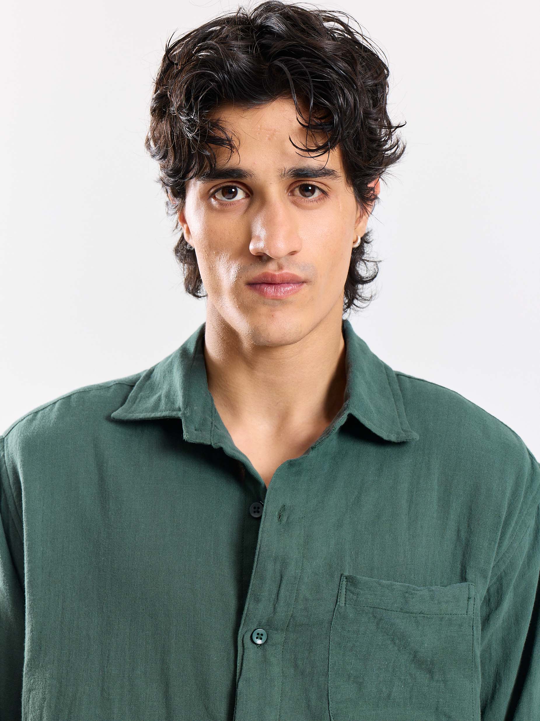 Teal Green Gauze Holiday Shirt - Image 3