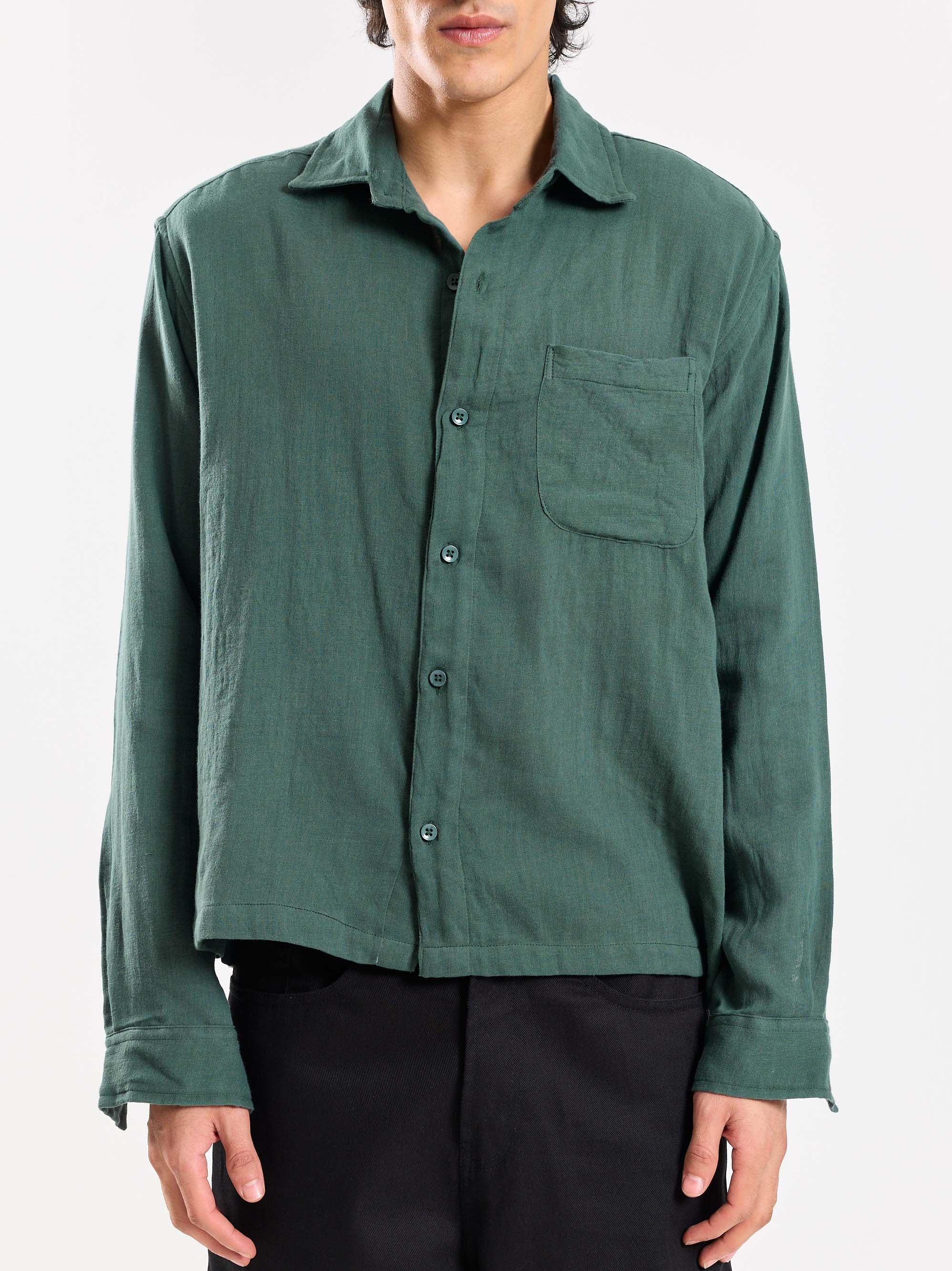 Teal Green Gauze Holiday Shirt - Image 6
