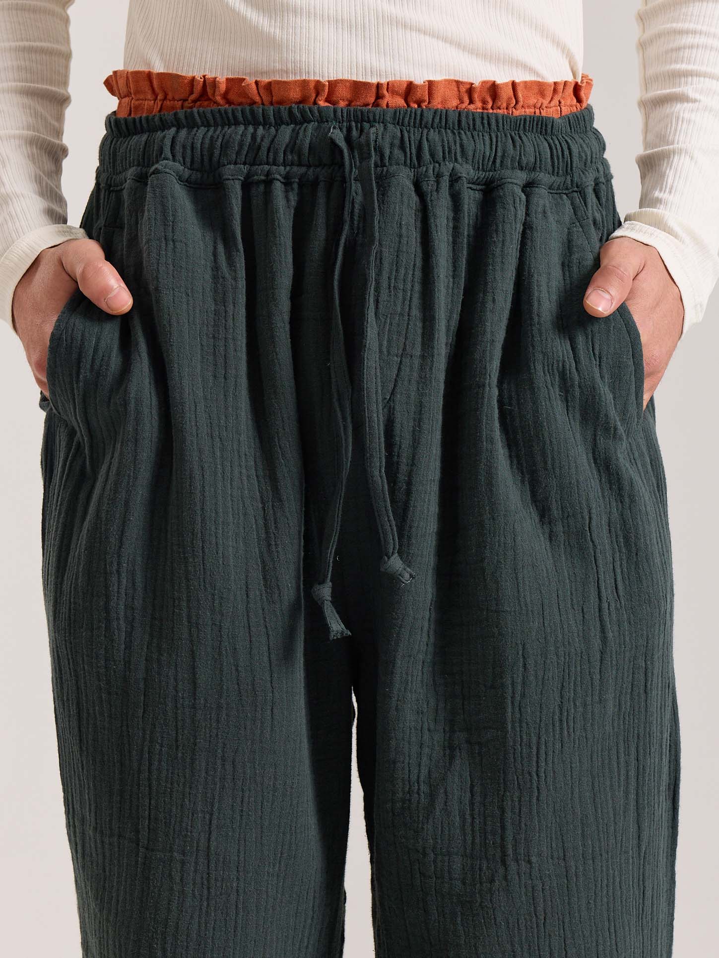 Teal Green Gauze Pull-on Pants - Image 4