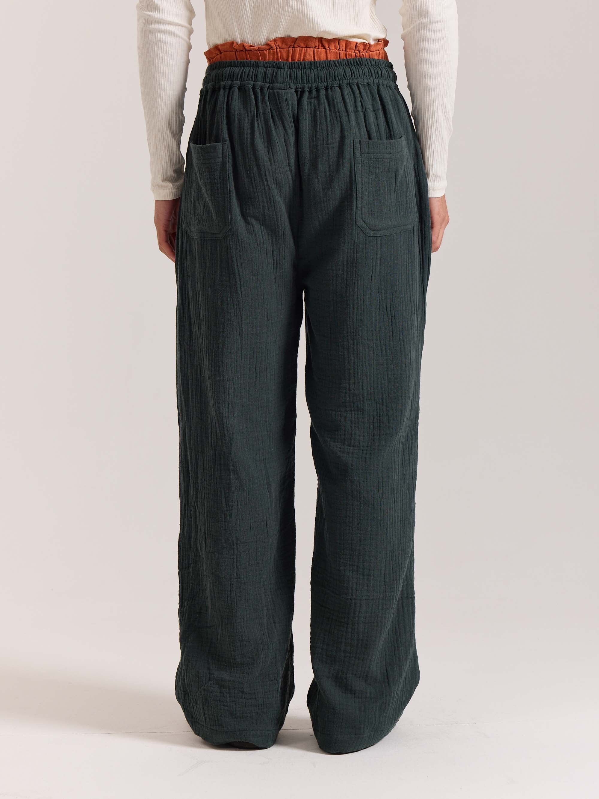 Teal Green Gauze Pull-on Pants - Image 6