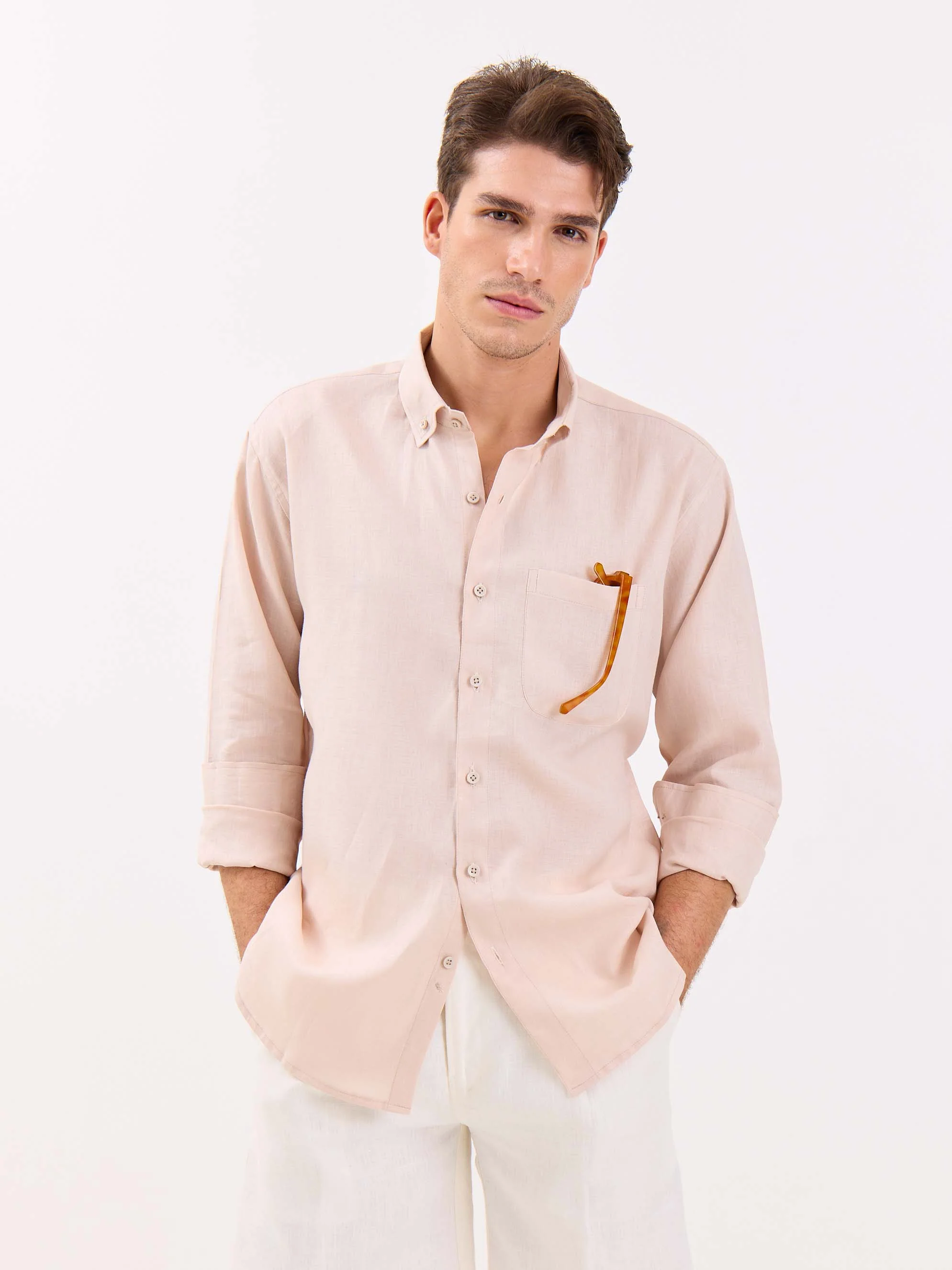 Very Light Pink Irish Linen Shirt - Image 2