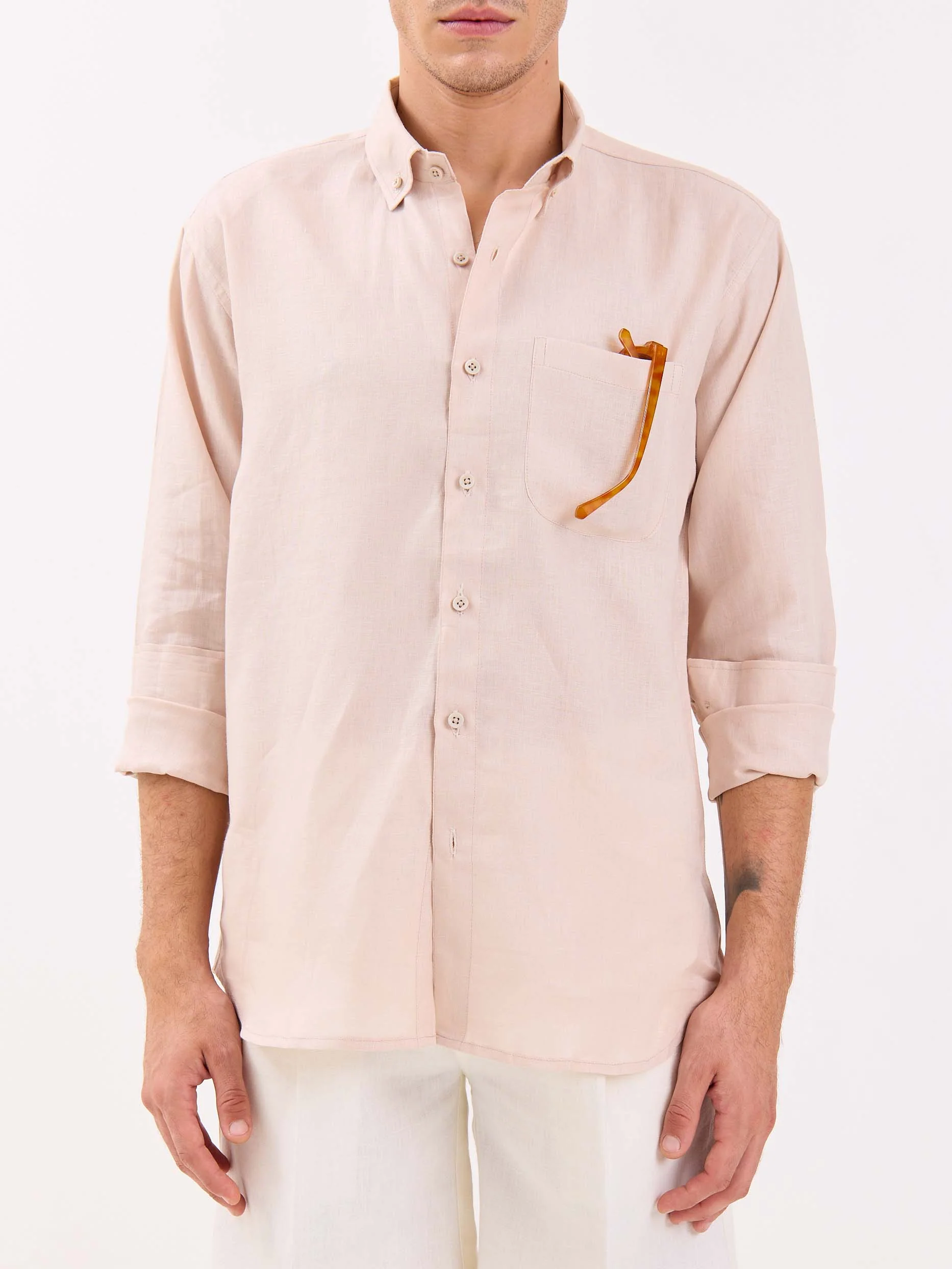 Very Light Pink Irish Linen Shirt - Image 3