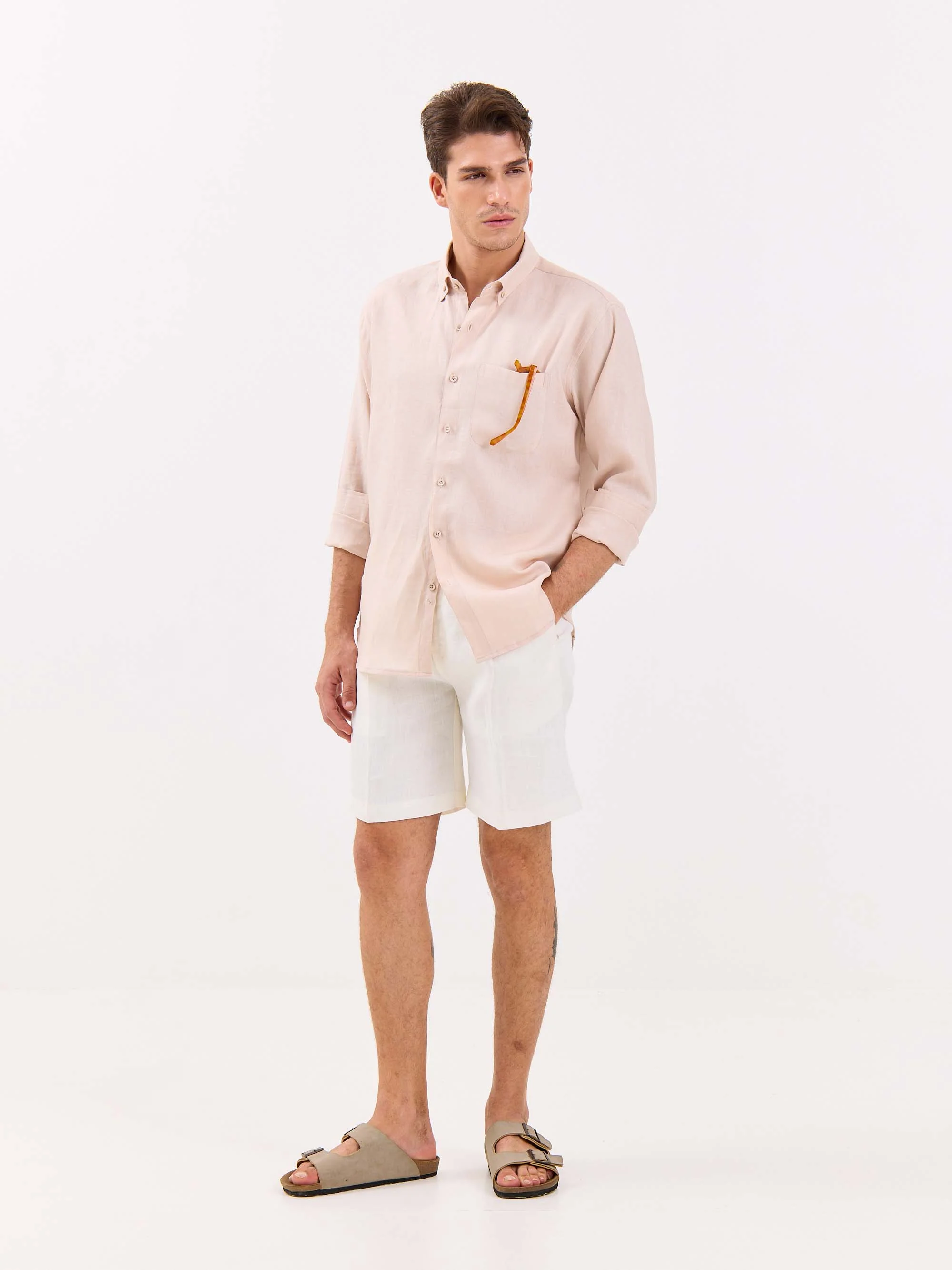 Very Light Pink Irish Linen Shirt - Image 4