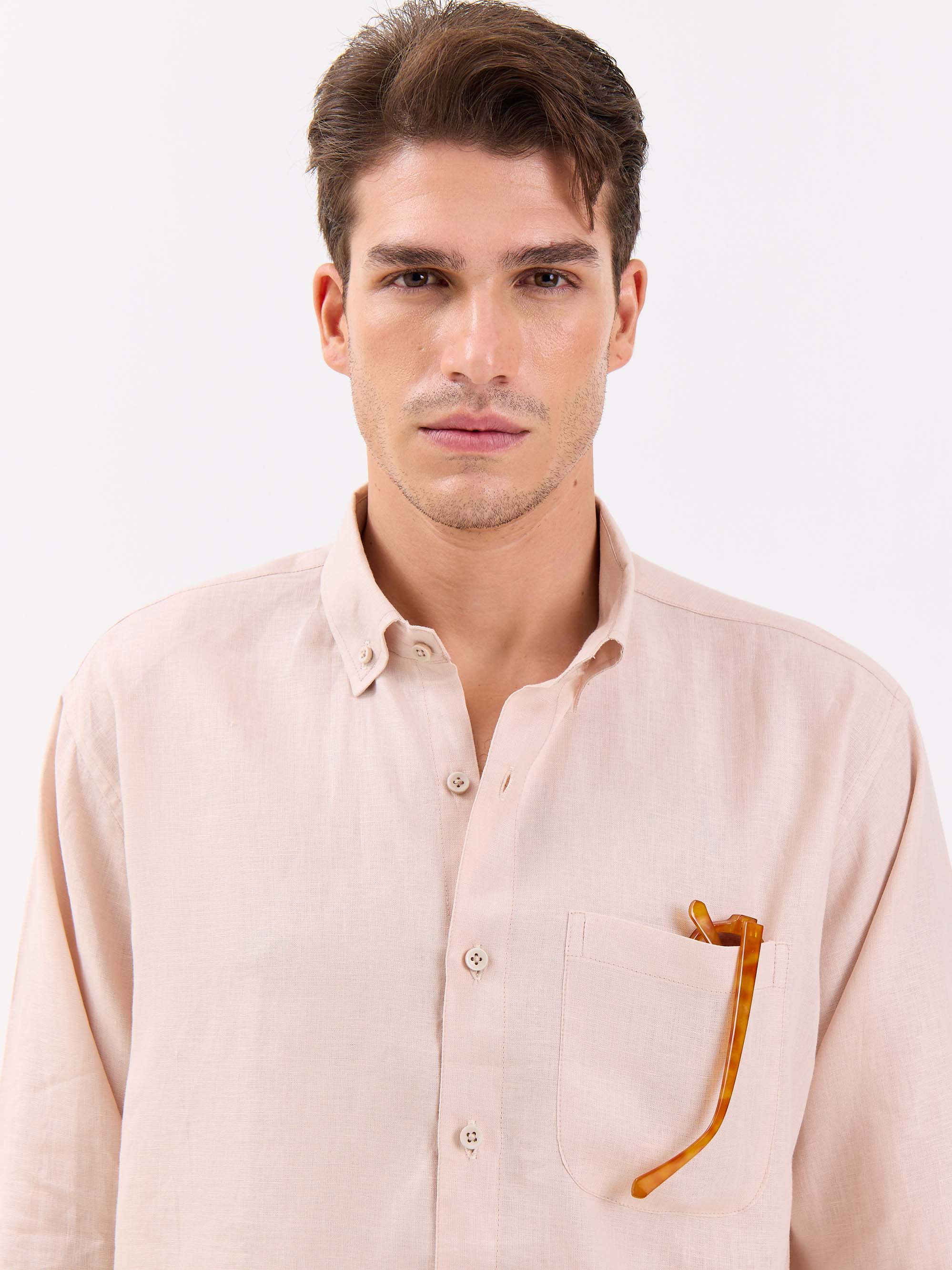 Very Light Pink Irish Linen Shirt - Image 5