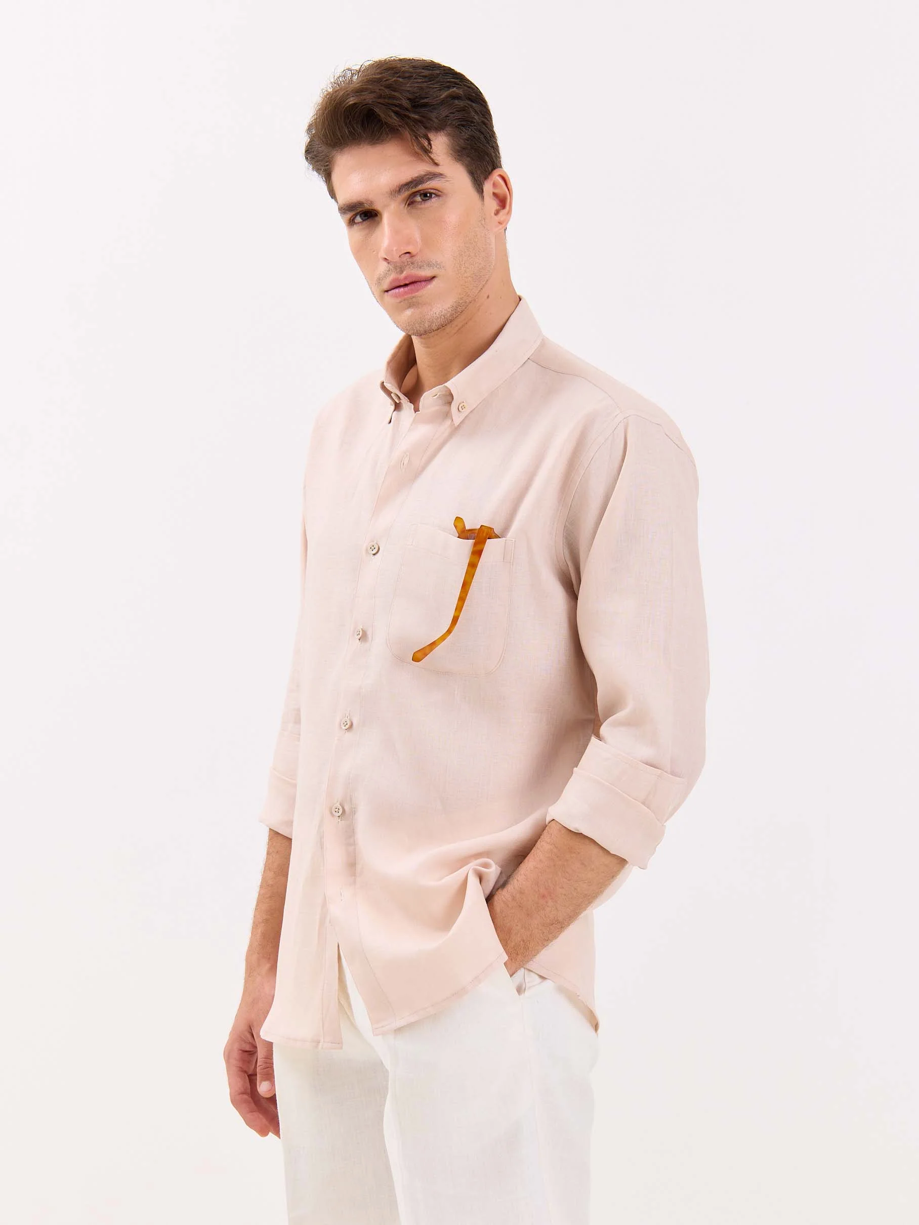 Very Light Pink Irish Linen Shirt - Image 6