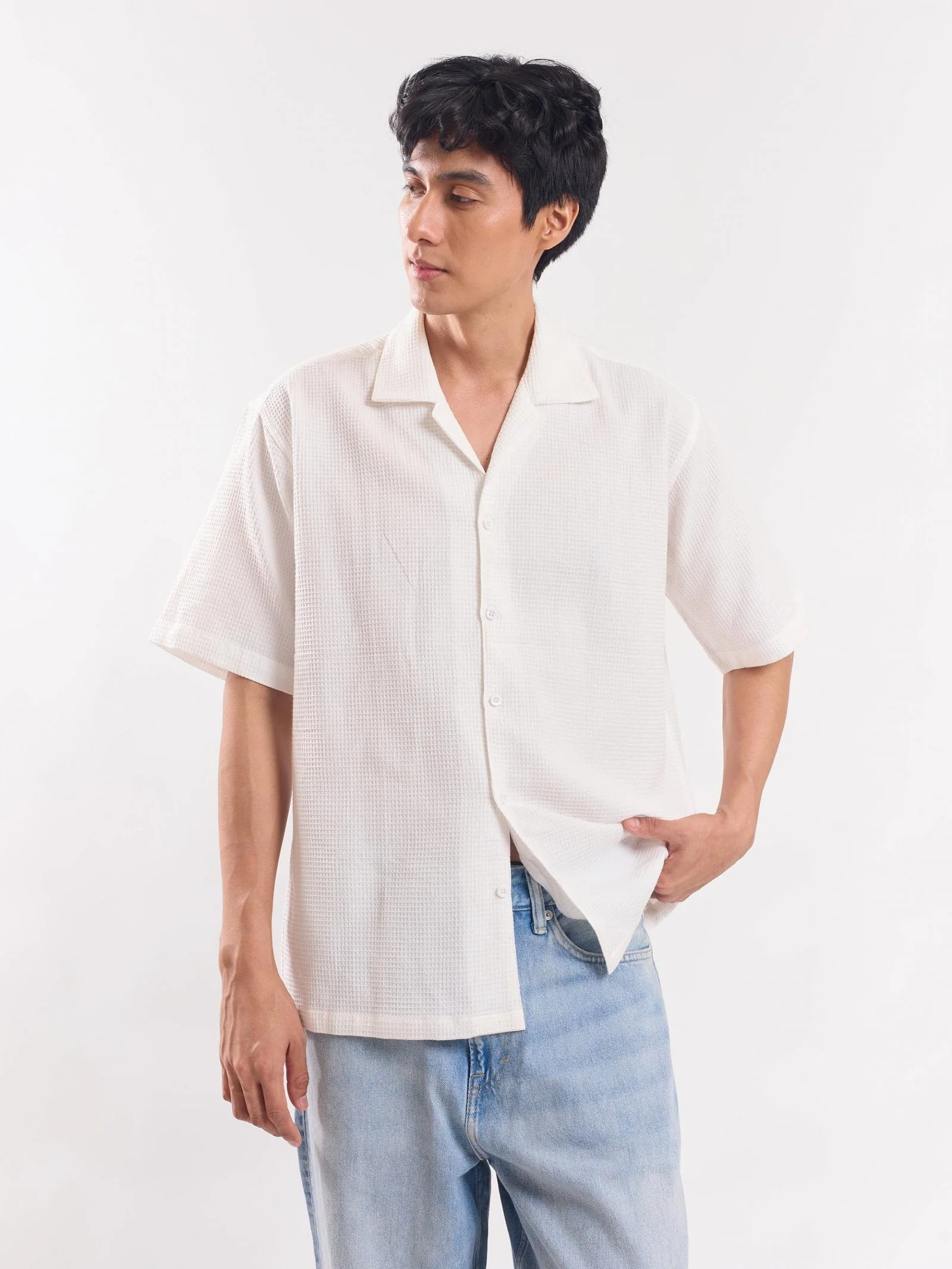 White Dobby Textured Shirt - Image 4
