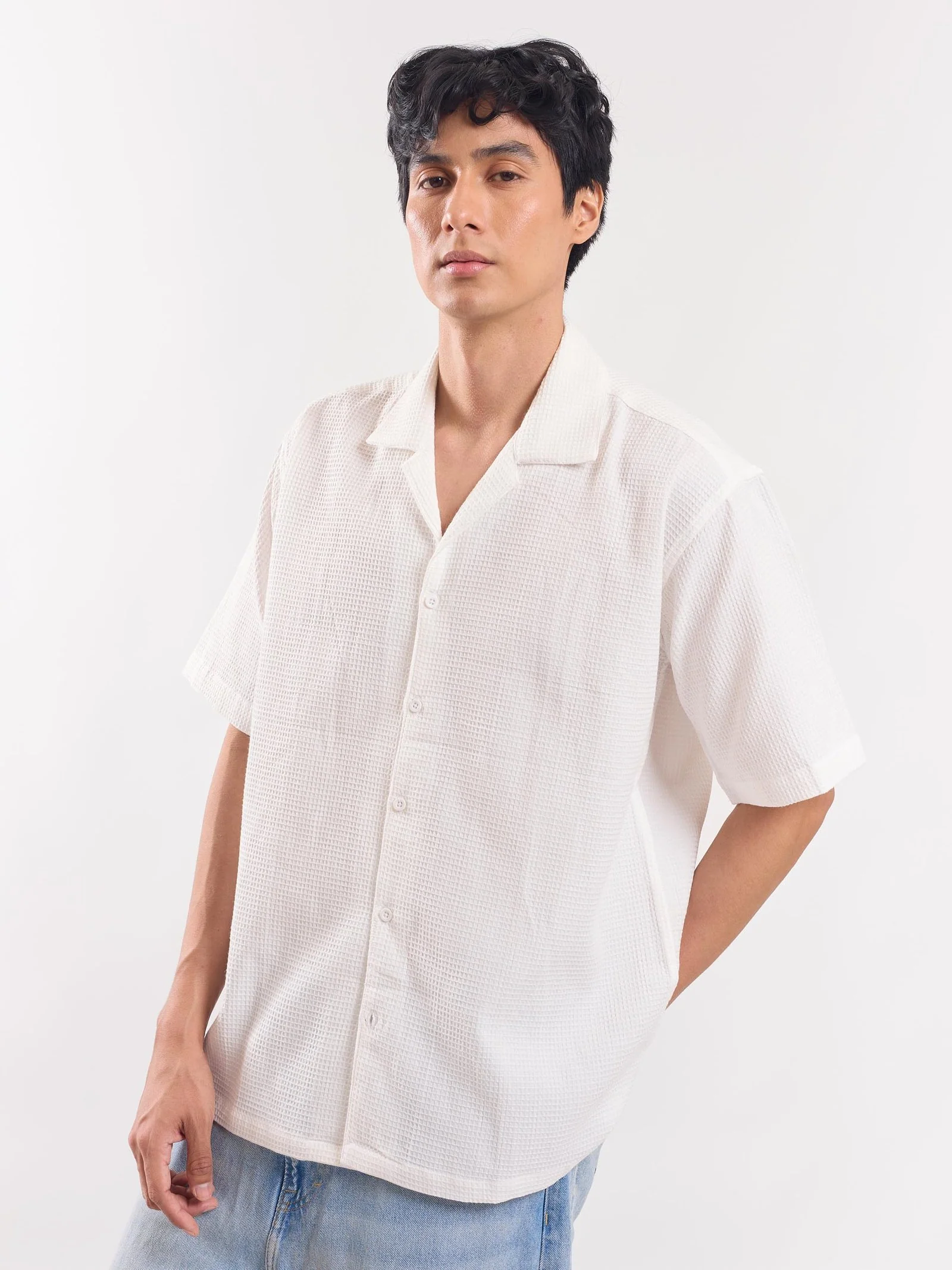 White Dobby Textured Shirt - Image 5
