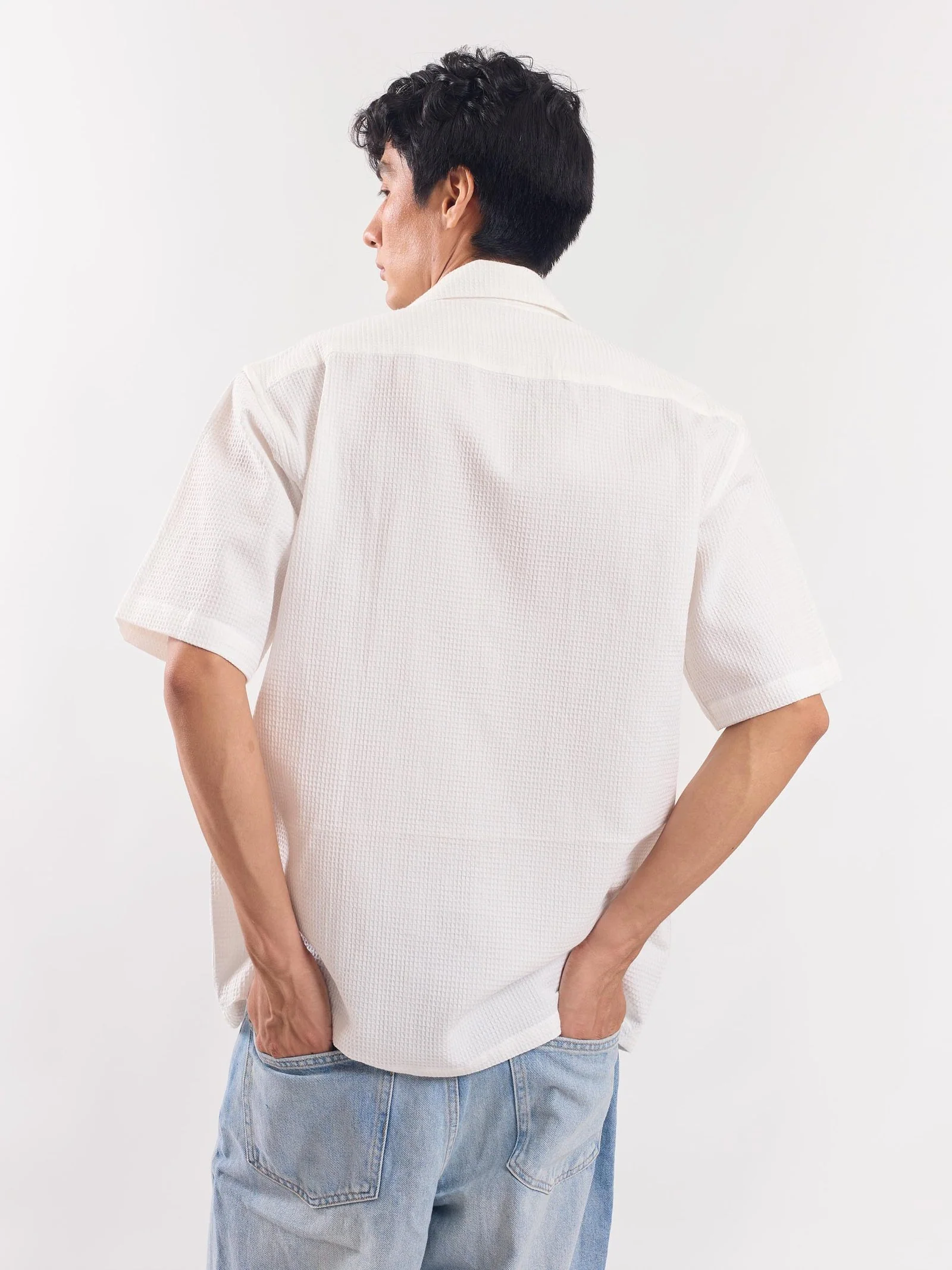 White Dobby Textured Shirt - Image 6