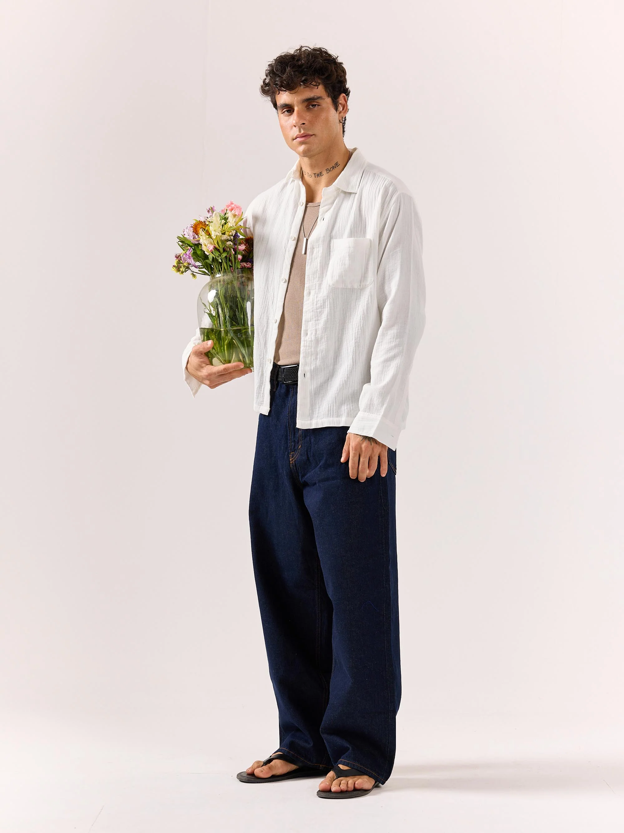 White Gauze Holiday Shirt - Image 2