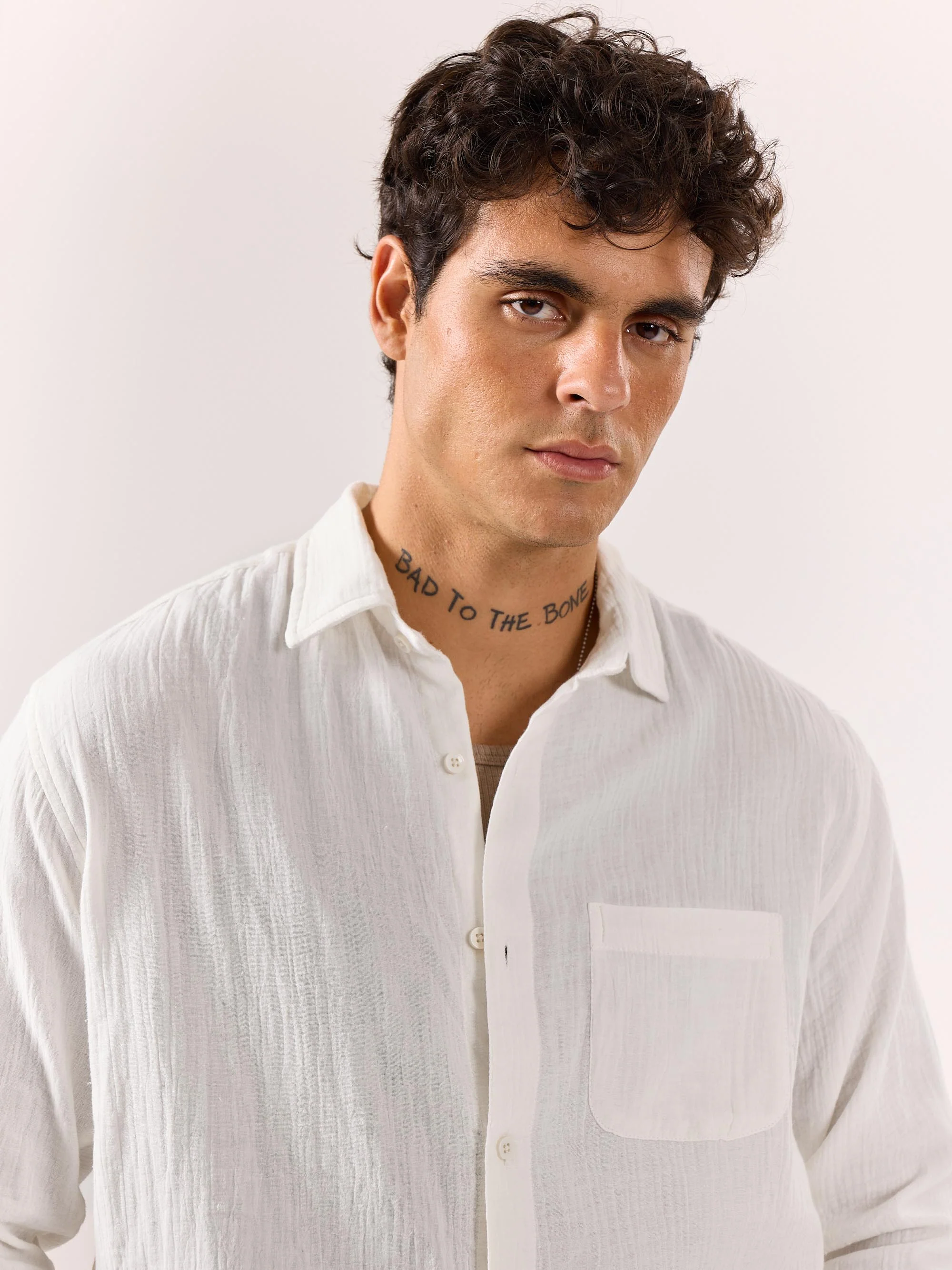 White Gauze Holiday Shirt - Image 4
