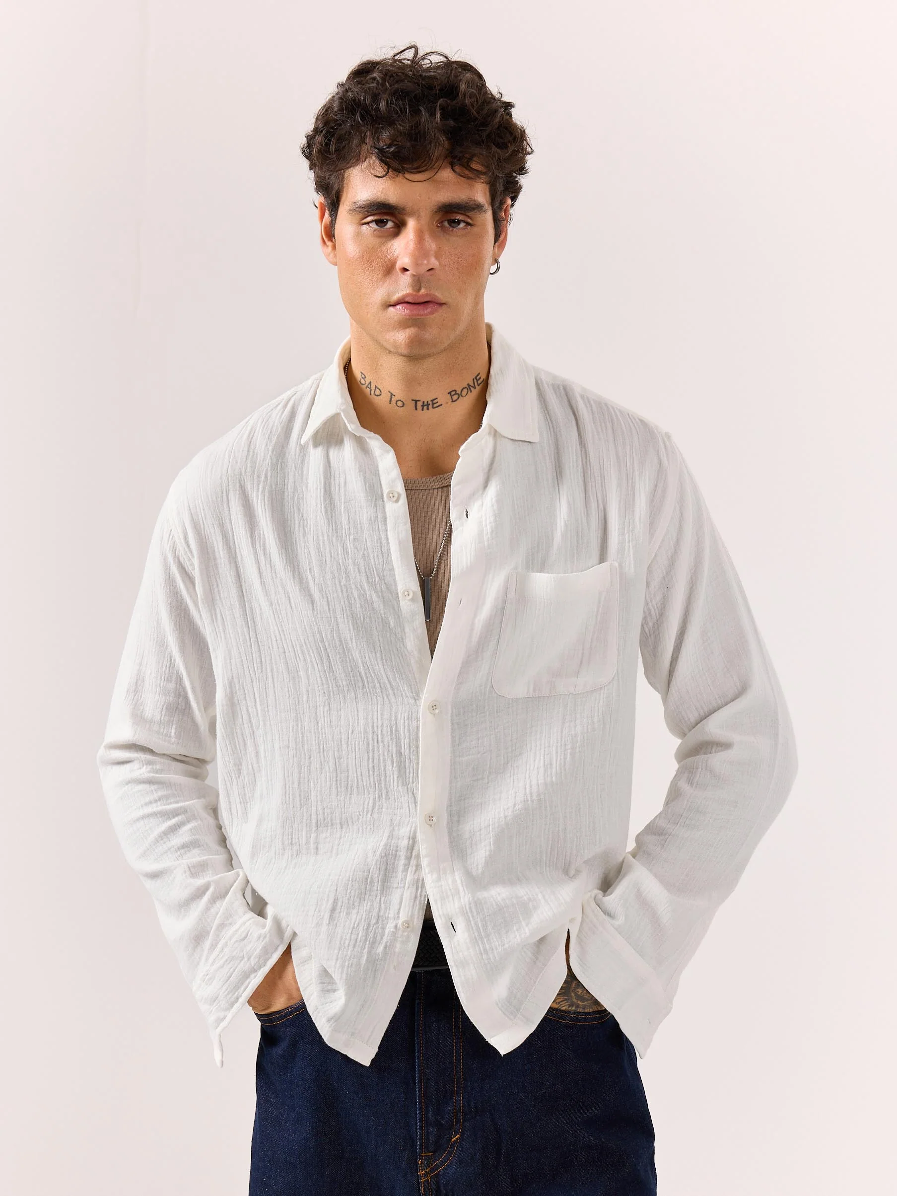White Gauze Holiday Shirt - Image 5
