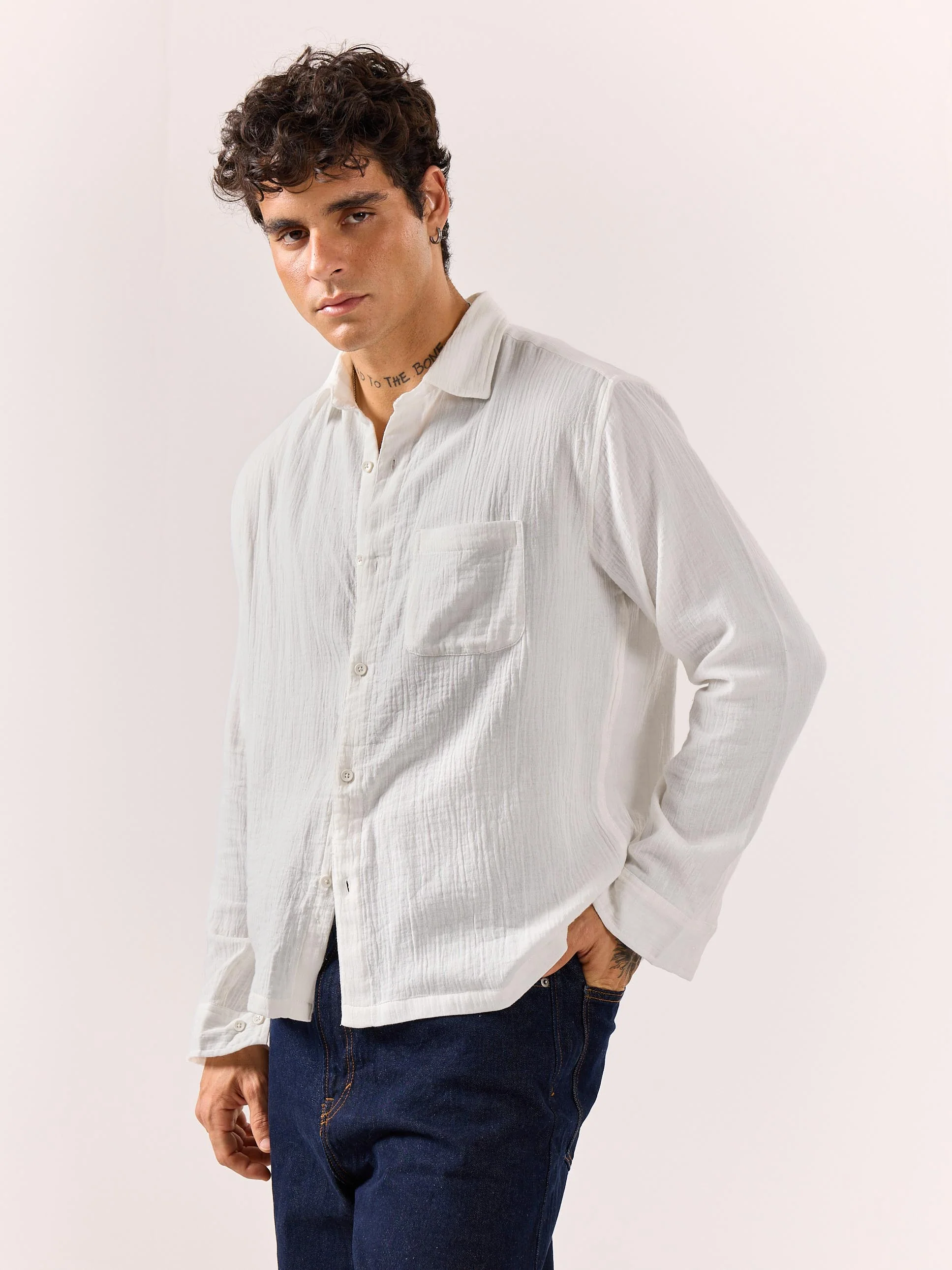 White Gauze Holiday Shirt - Image 6