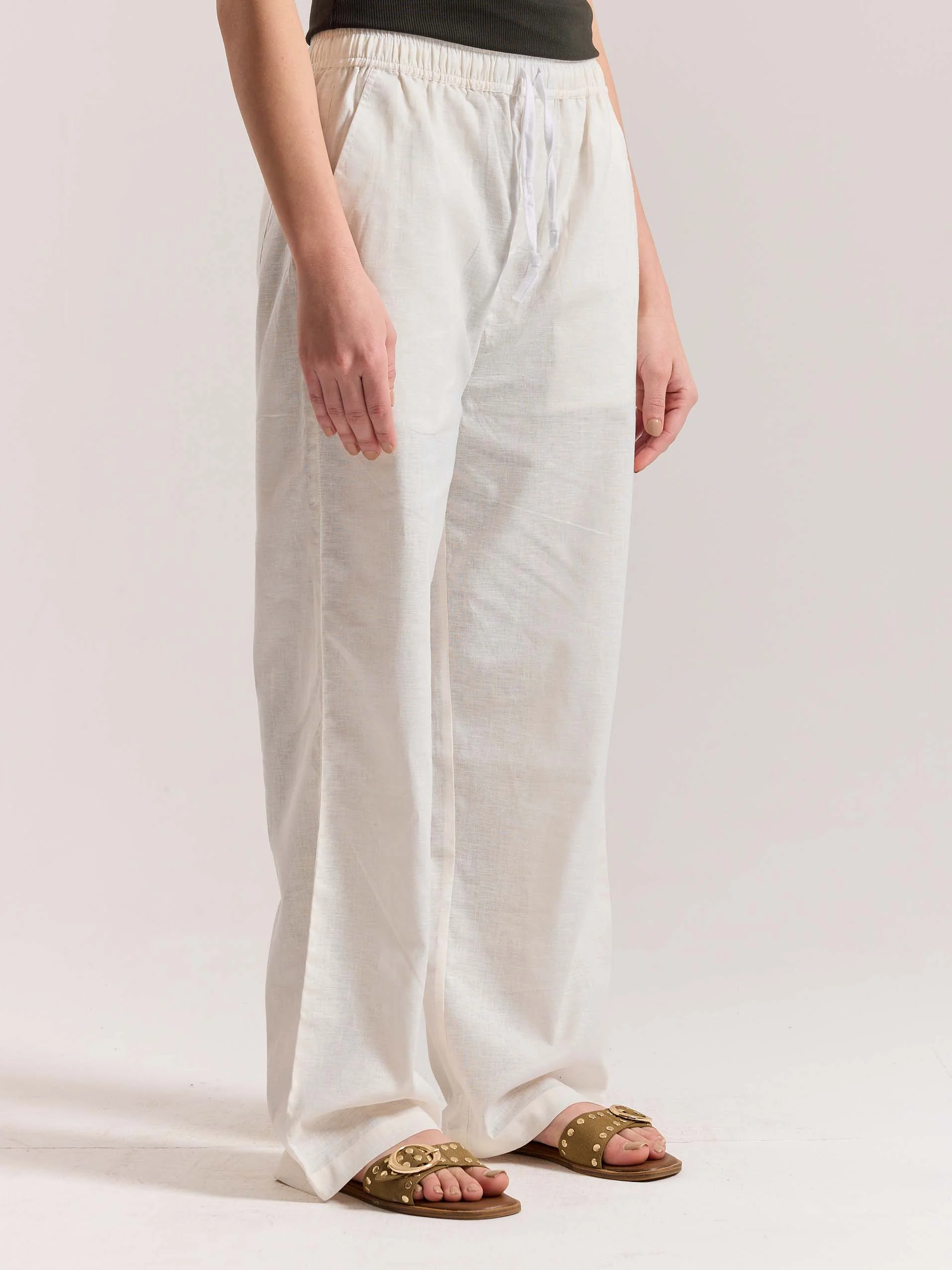 White Linen Pull-on Pants - Image 5