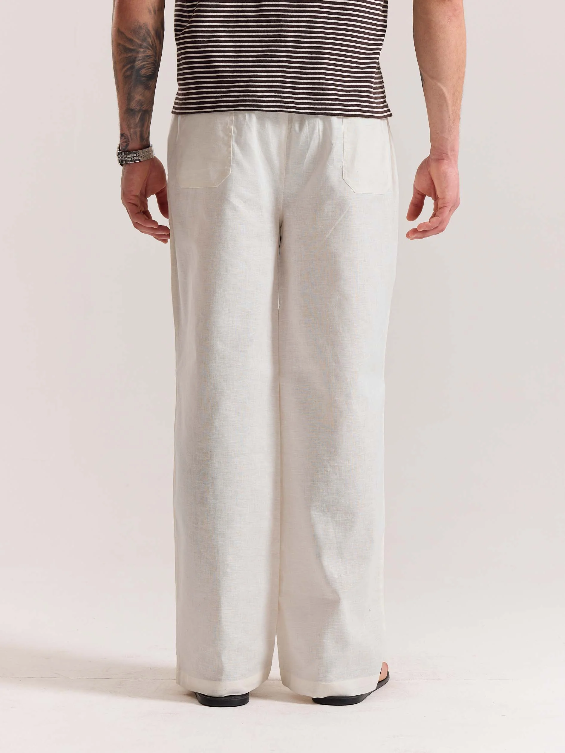 White Linen Pull-on Pants - Image 8