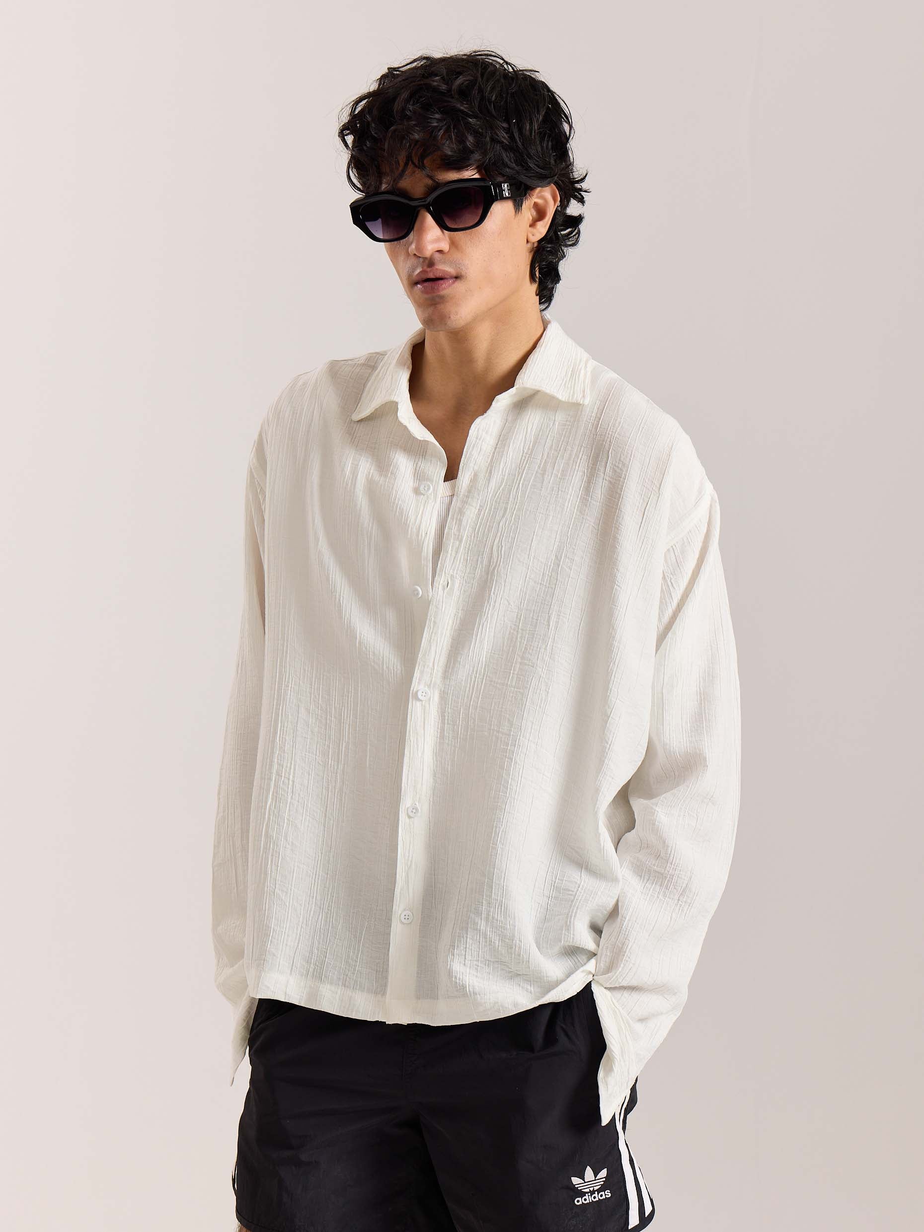 White Wave Textured Holiday Shirt - Image 4