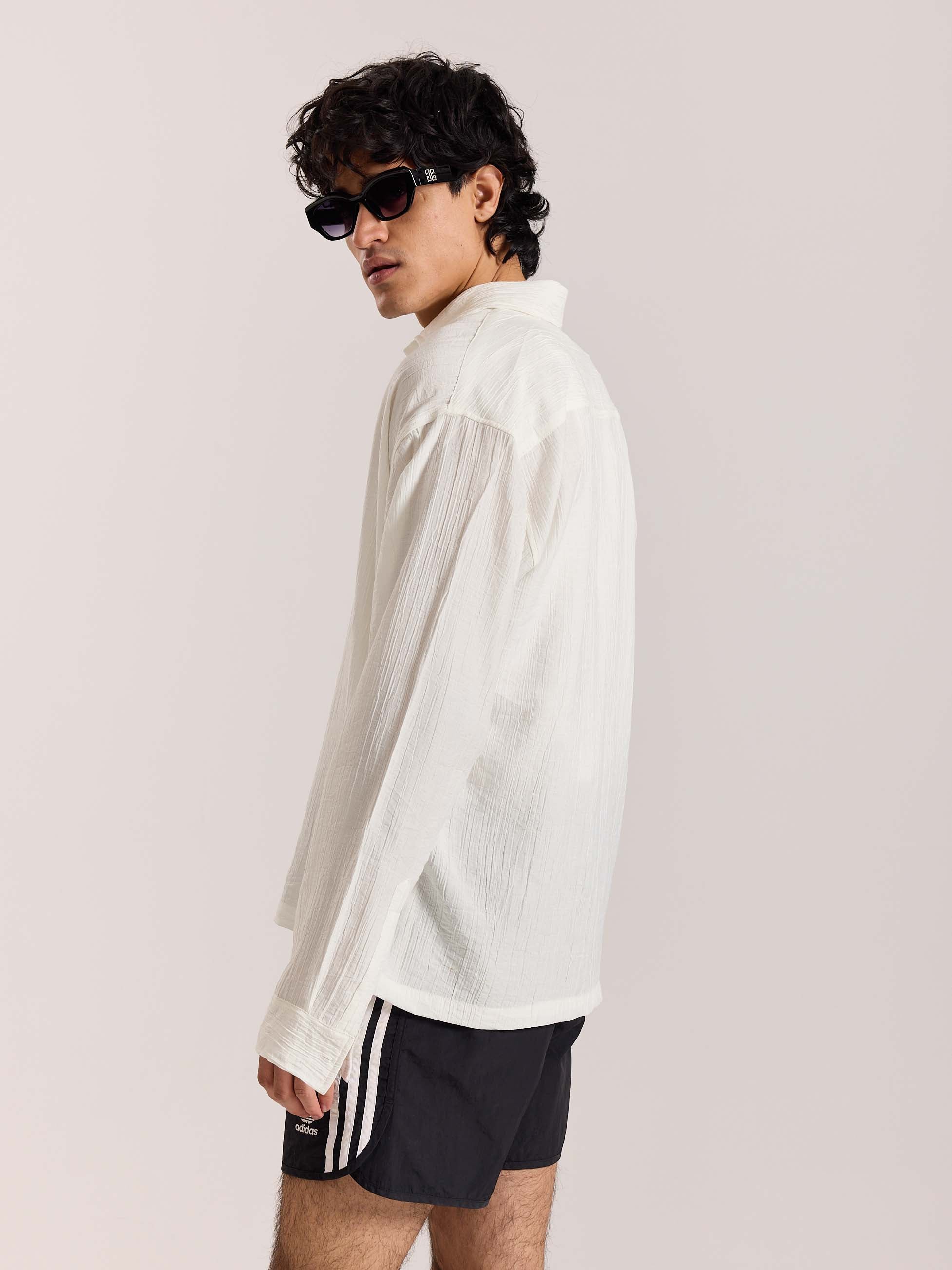 White Wave Textured Holiday Shirt - Image 6