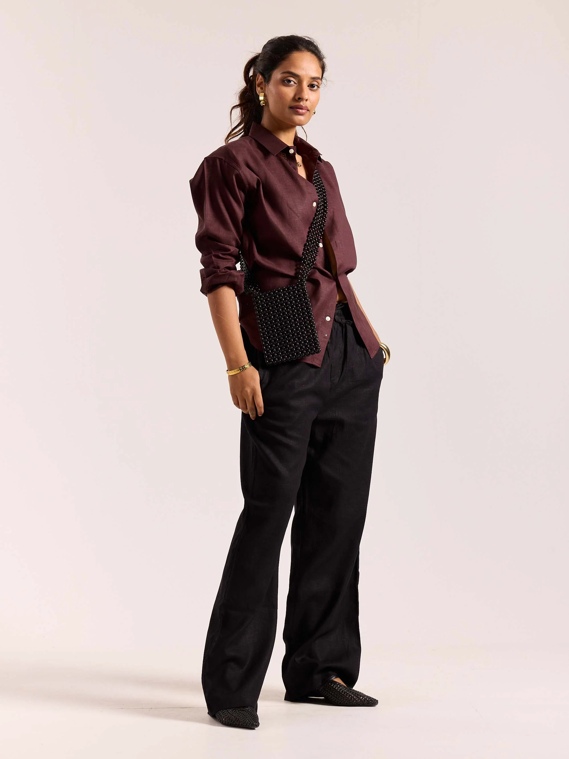 Wine Linen-blend Shirt - Image 5