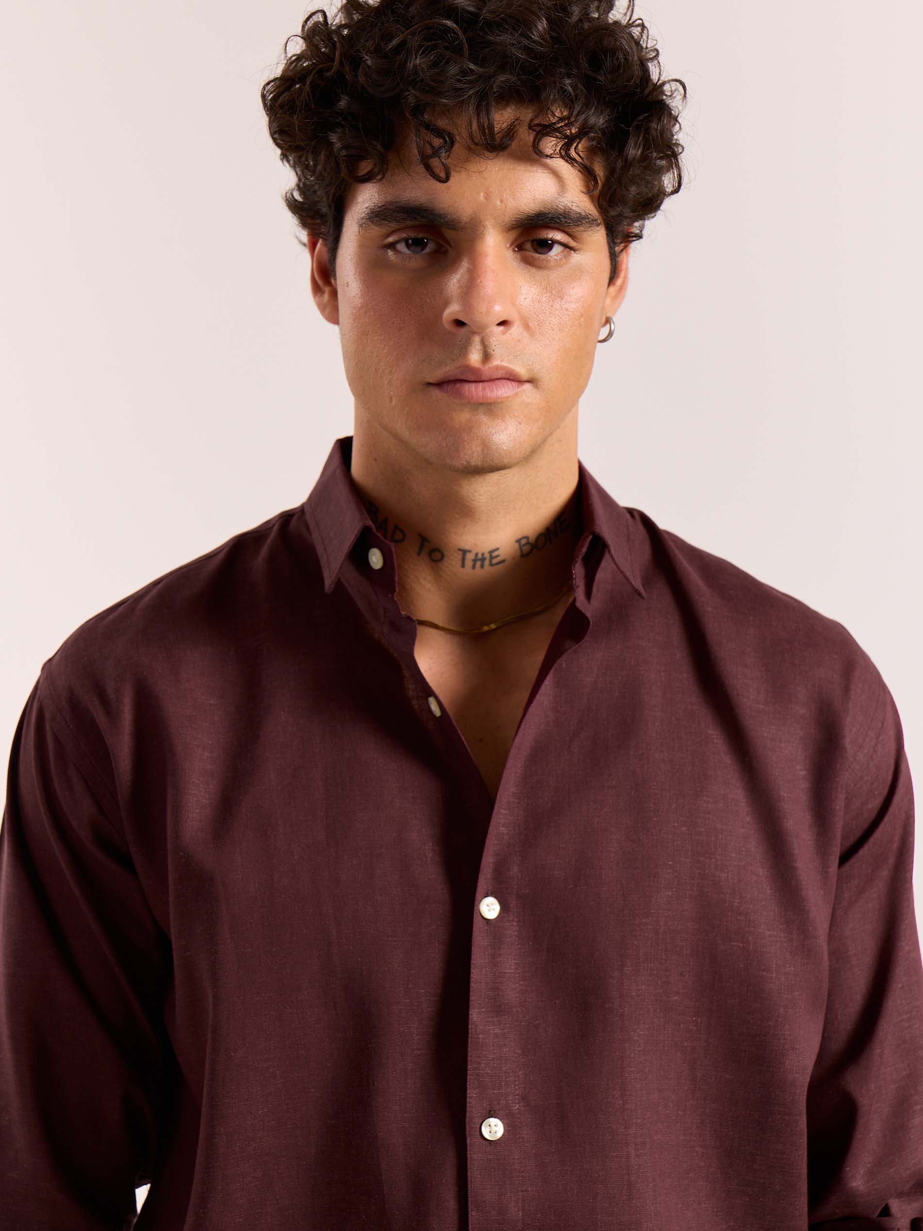 Wine Linen-blend Shirt - Image 6